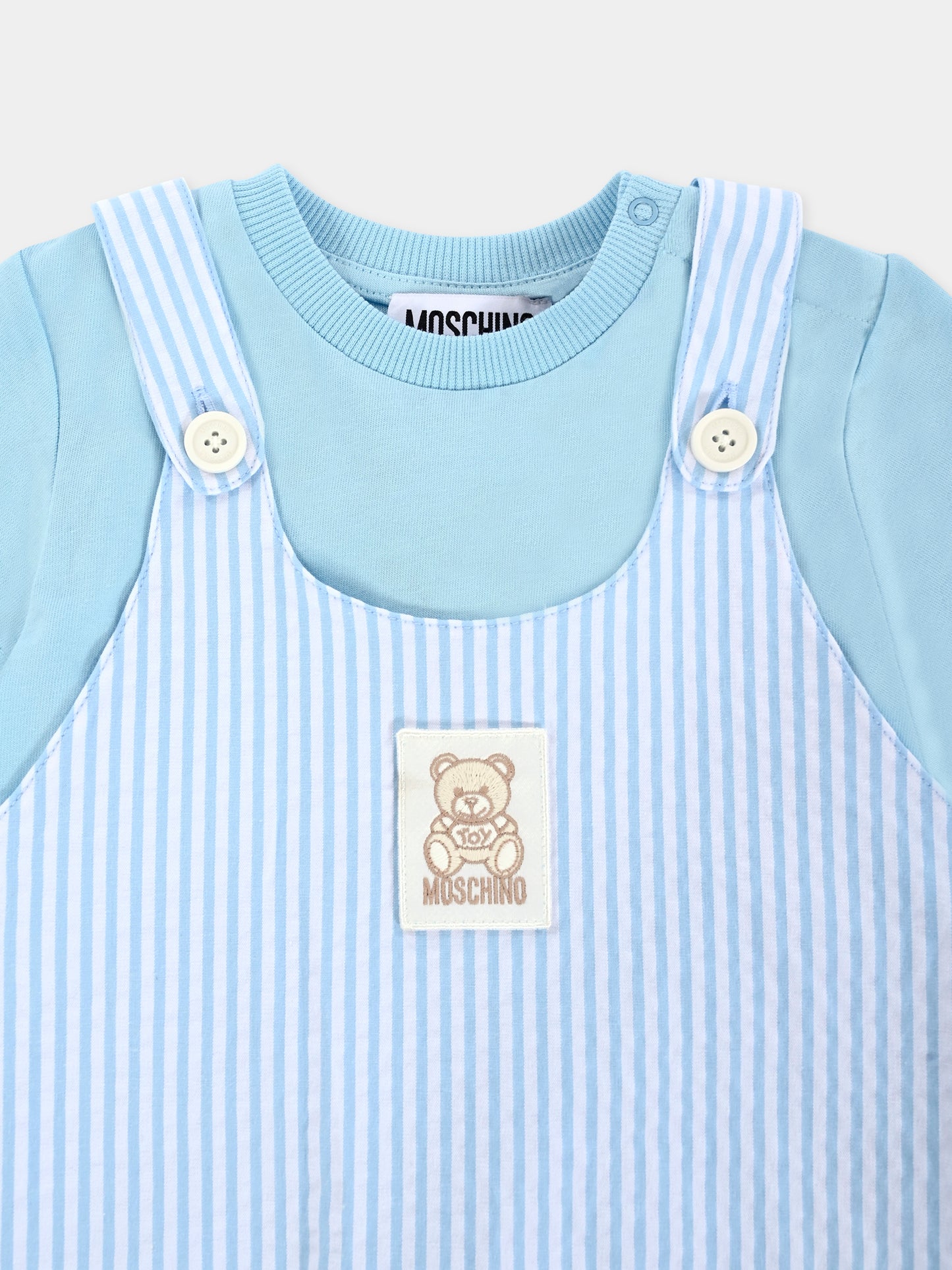 Salopette celeste per neonato con Teddy Bear,Moschino Kids,MUG01I LYE01 84325