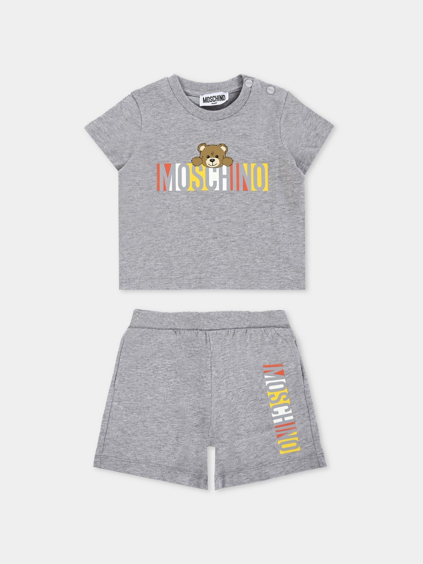 Completo grigio per neonati con Teddy Bear,Moschino Kids,MVG00M LAA02 60926