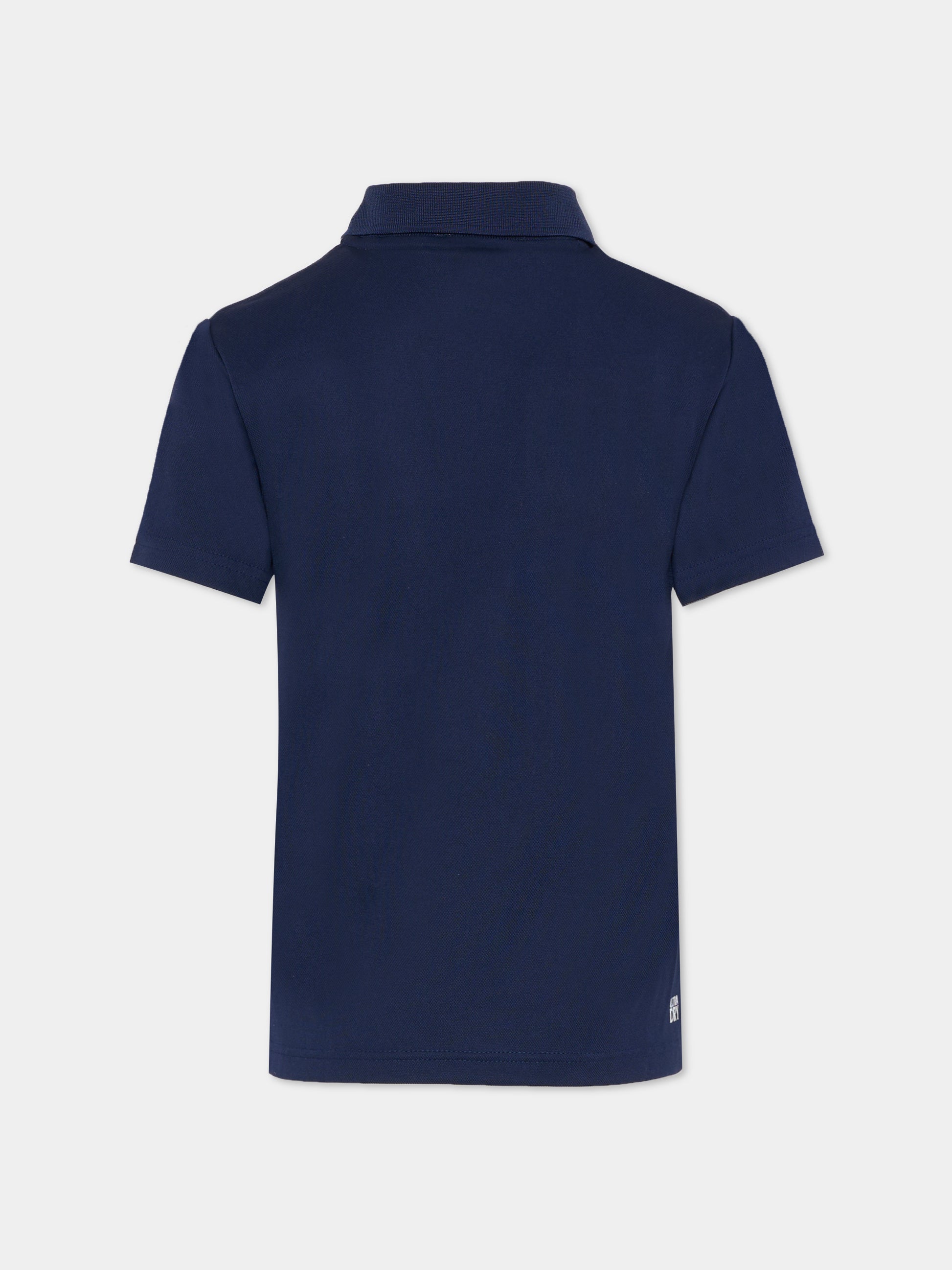 Polo blu per bambino con coccodrillo e logo,Lacoste,DJ8487 R26