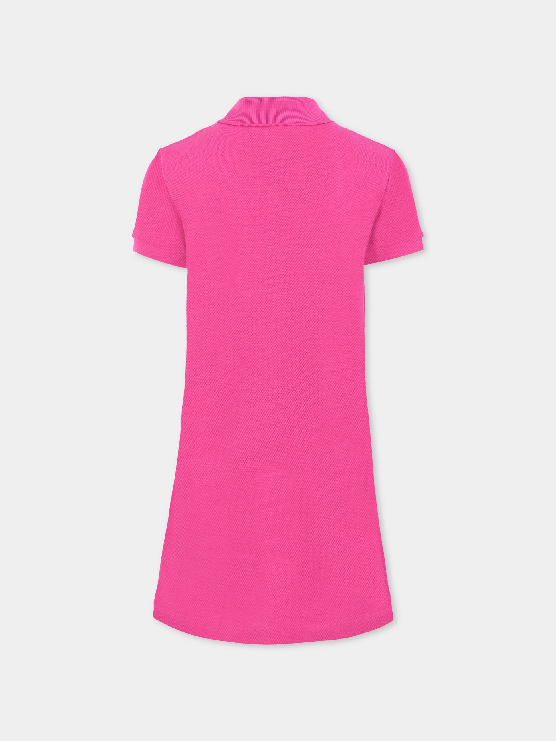 Vestito fucsia per bambina con coccodrillo,Lacoste,EJ2816 I1L