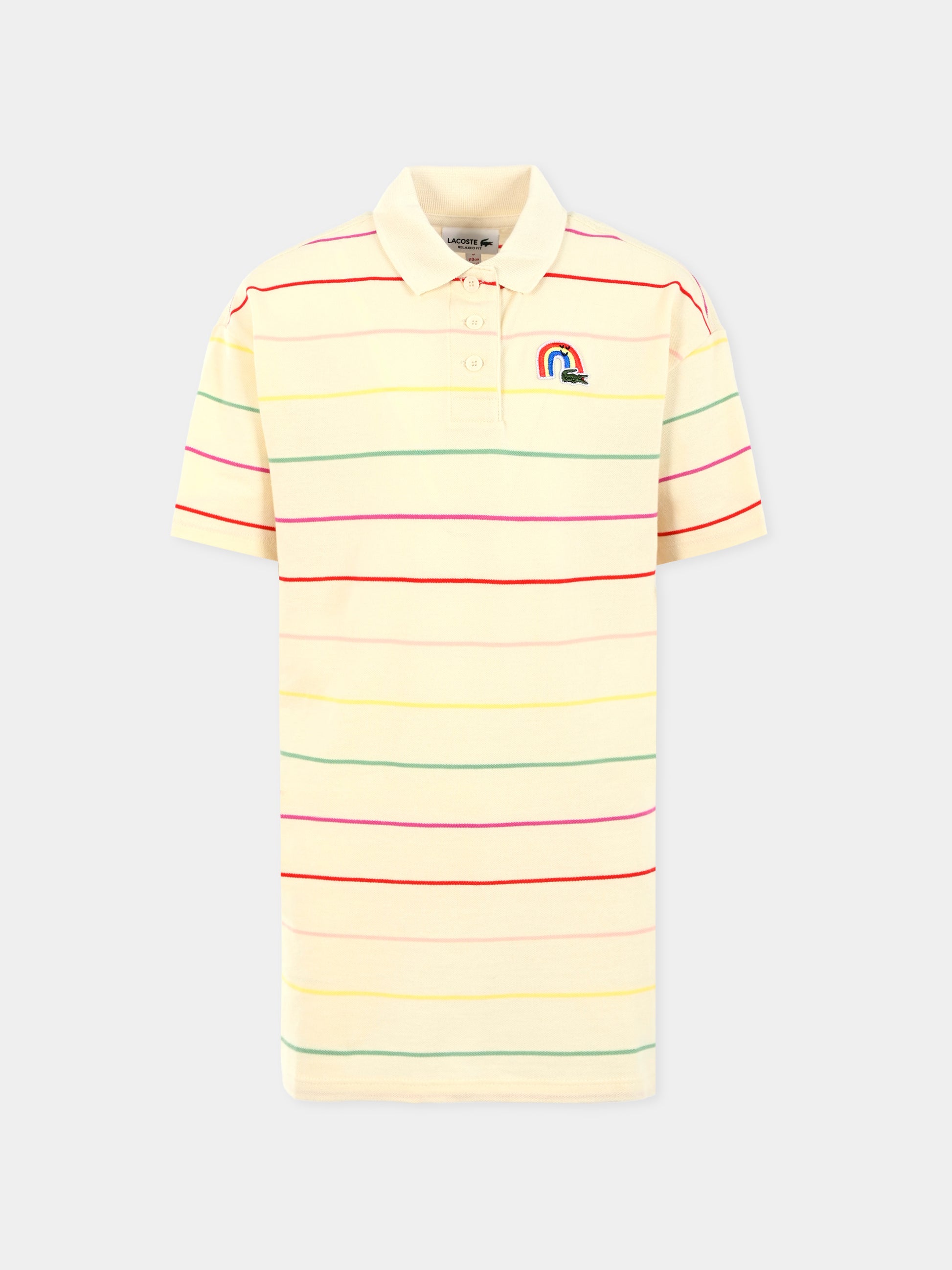 Vestito avorio per bambina con arcobaleno,Lacoste,EJ8422 R1T