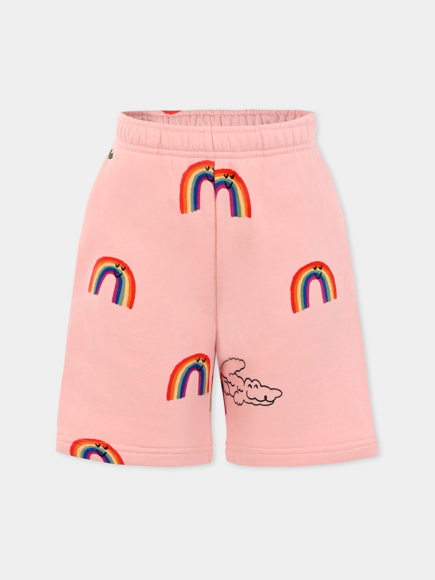 Shorts rosa per bambini con arcobaleno all over,Lacoste,GJ8541 WIR