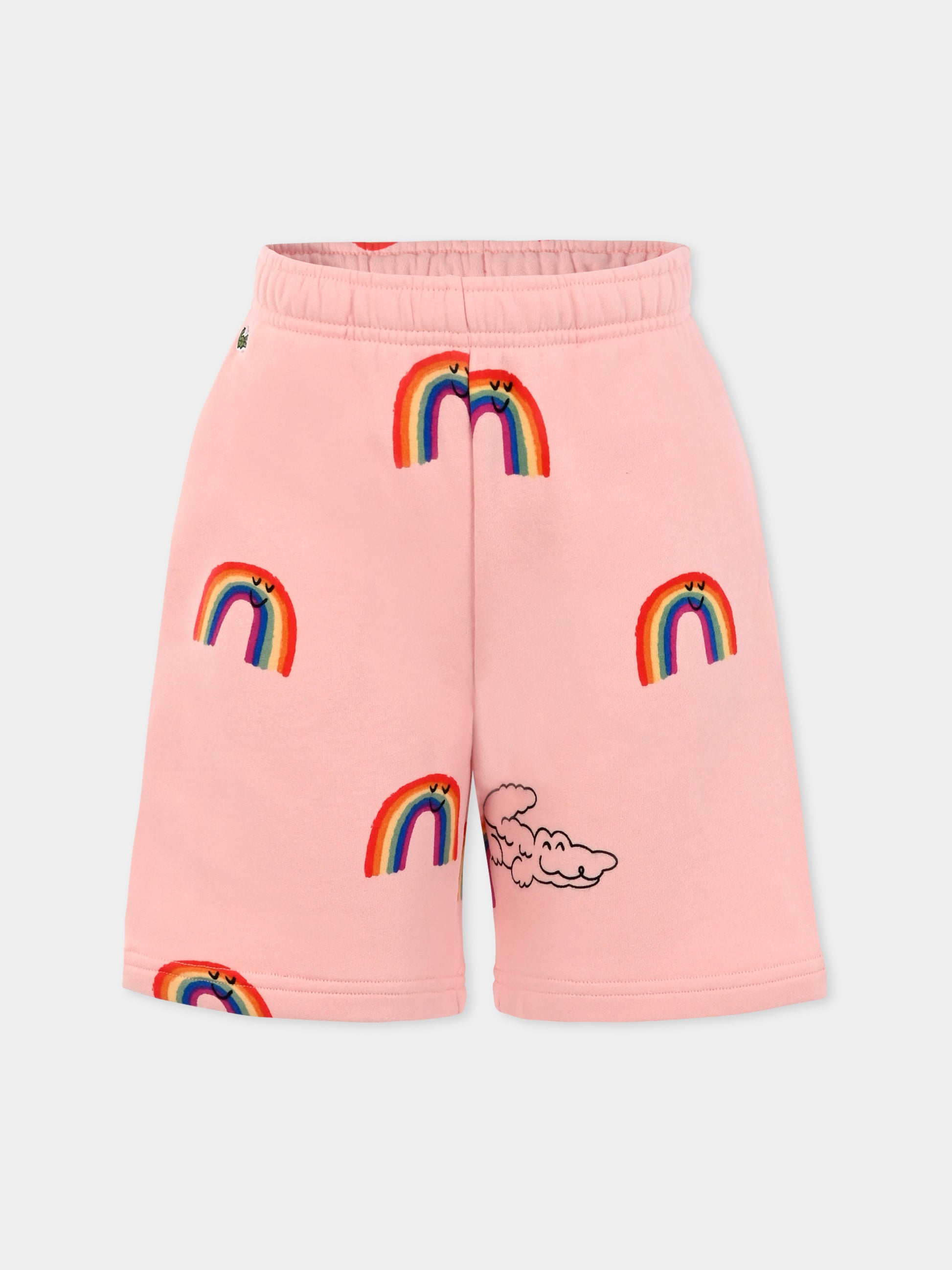 Shorts rosa per bambini con arcobaleno all over,Lacoste,GJ8541 WIR