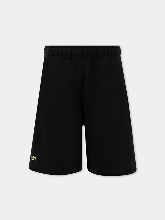 Shorts neri per bambini con coccodrillo,Lacoste,GJ9733 031