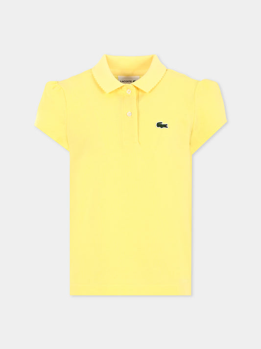 Polo gialla per bambina con coccodrillo,Lacoste,PJ3594 107