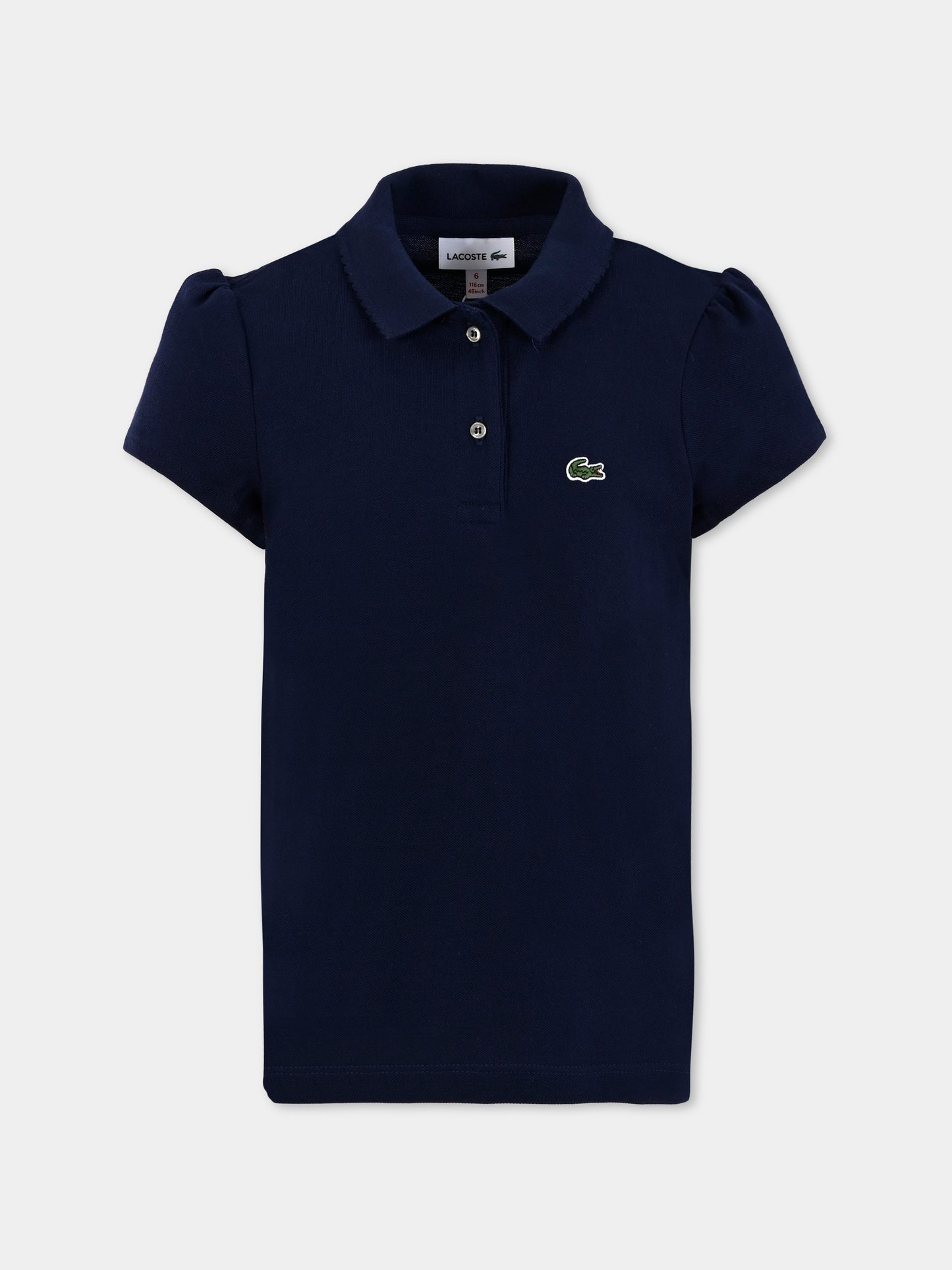 Polo blu per bambina con coccodrillo,Lacoste,PJ3594 166