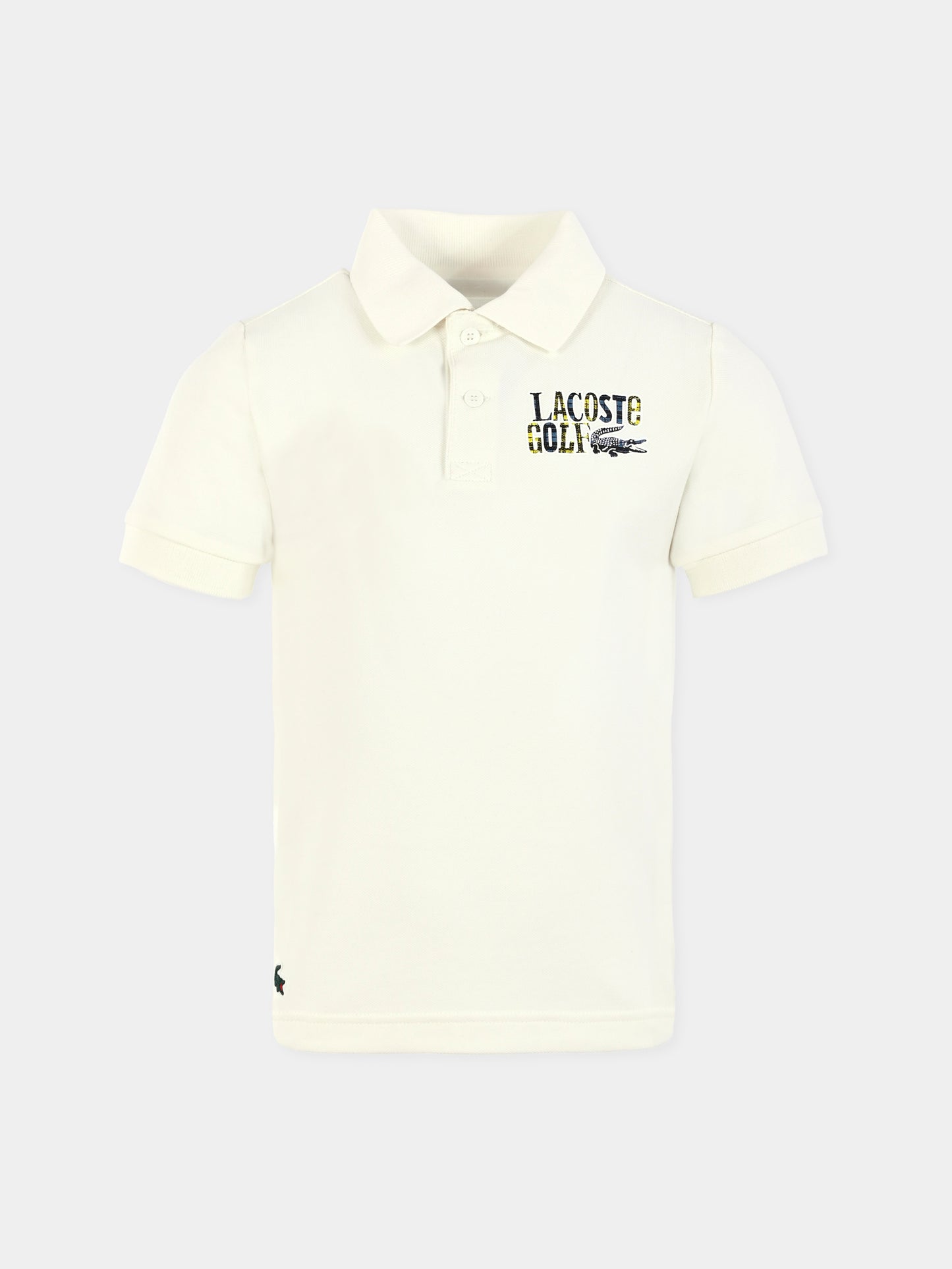 Polo bianca per bambino con stampa golf,Lacoste,PJ8497 70V
