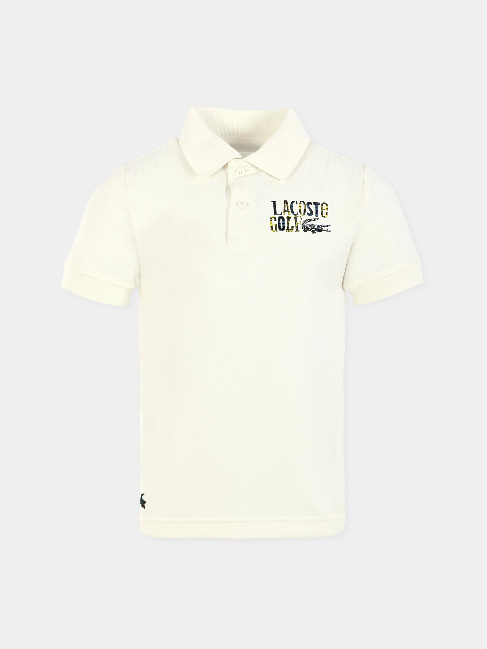 Polo bianca per bambino con stampa golf,Lacoste,PJ8497 70V