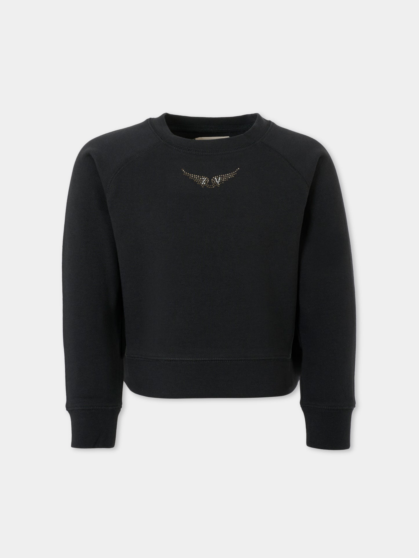 Felpa nera per bambina con scritta,Zadig & Voltaire Kids,X60326 09B