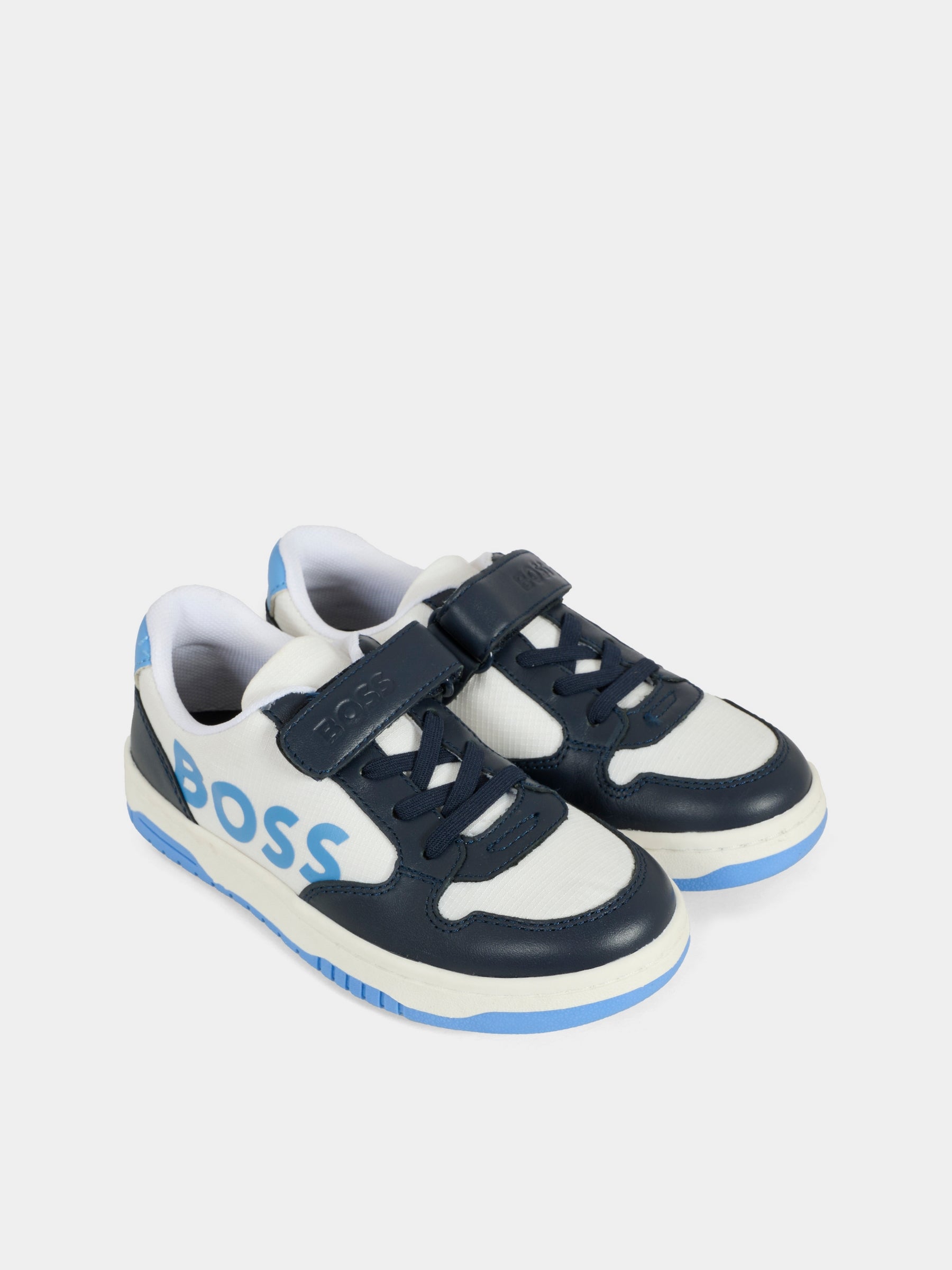 Sneakers celesti per bambino con logo,Boss,J52160 849