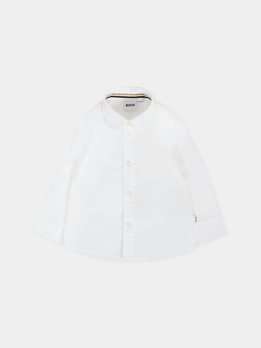 Camicia bianca per neonato con logo,Boss,J52097 10P