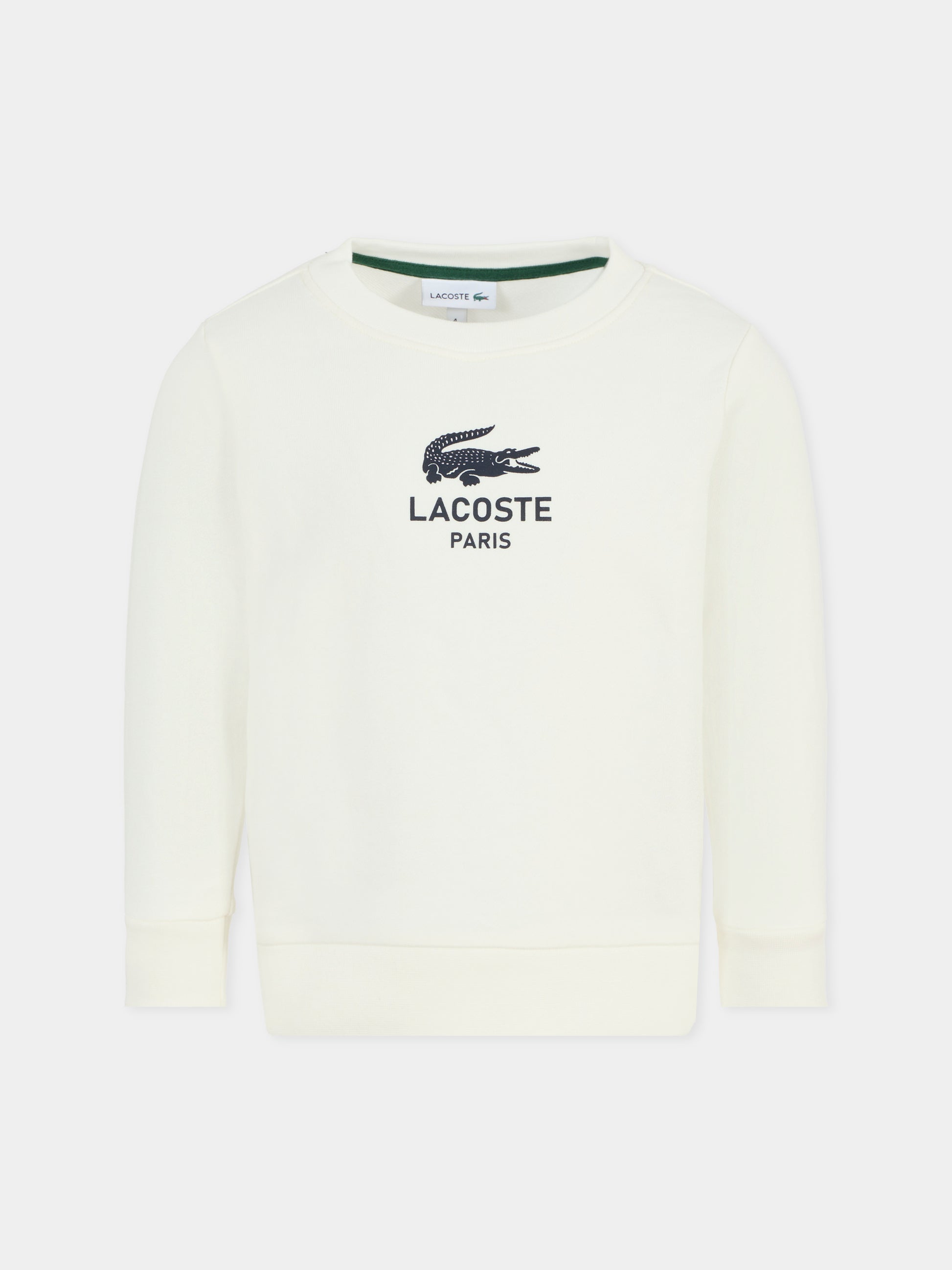 Felpa bianca per bambini con logo e coccodrillo,Lacoste,SJ3005 70V