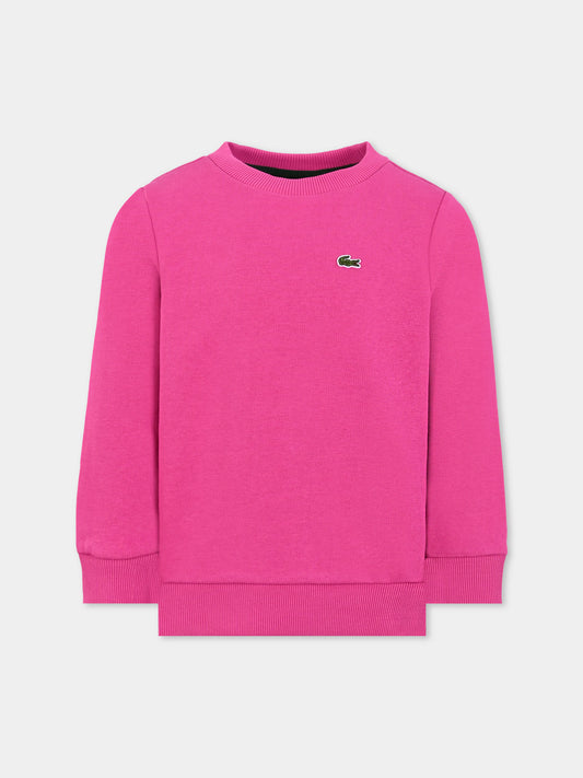 Felpa fucsia per bambina con coccodrillo,Lacoste,SJ5284 I1L