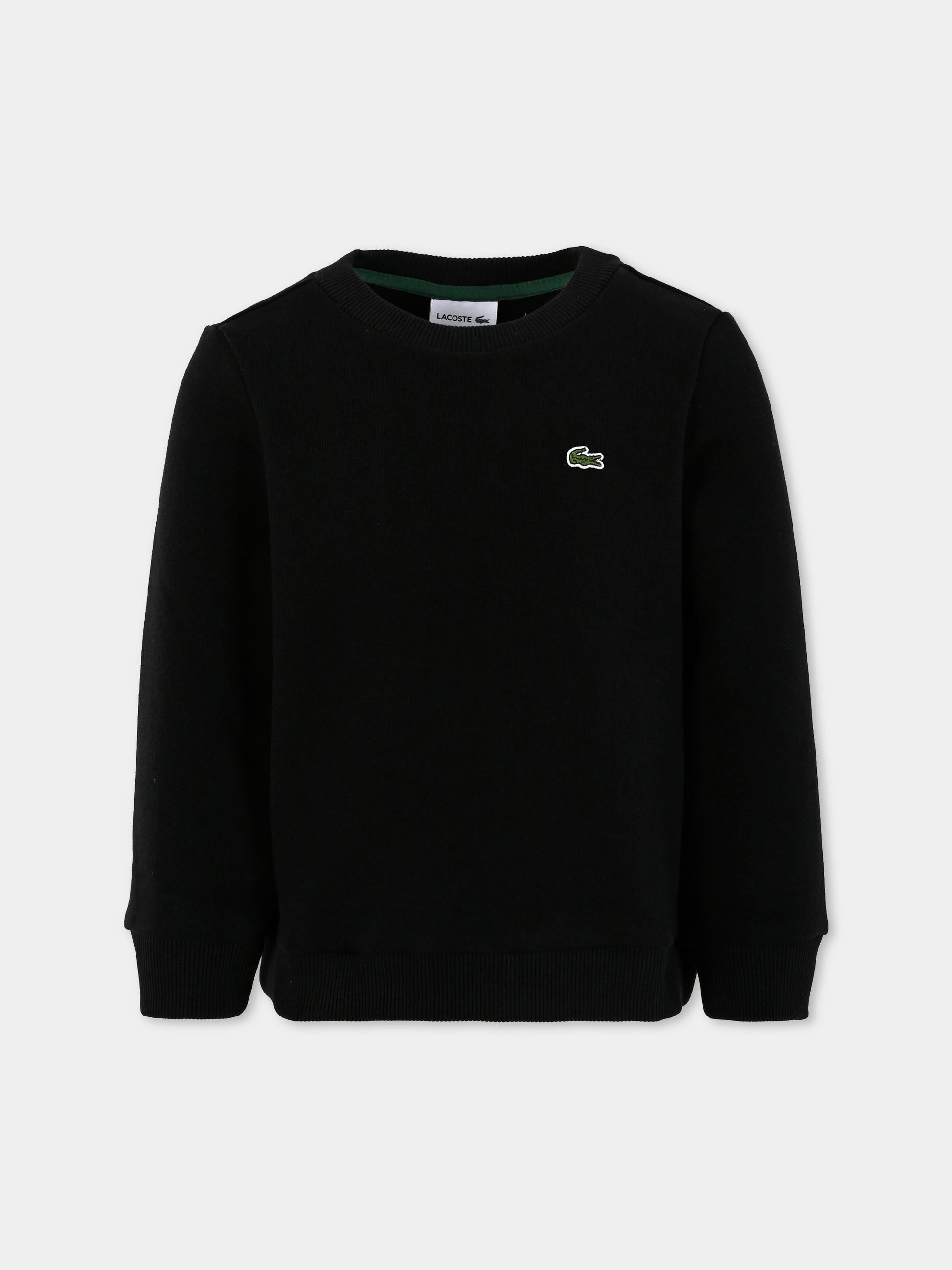 Felpa nera per bambini con coccodrillo,Lacoste,SJ5284 031