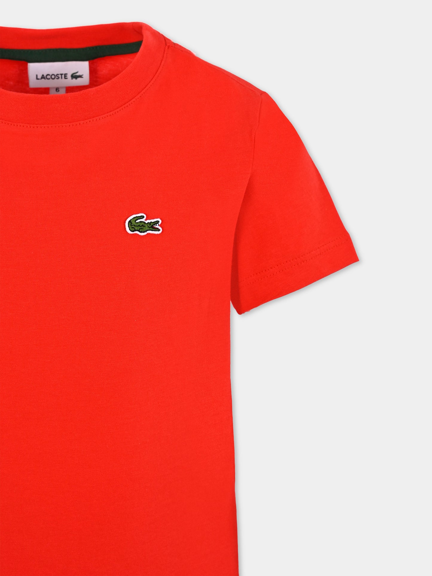 T-shirt rossa per bambini con coccodrillo,Lacoste,TJ1122 ZGB