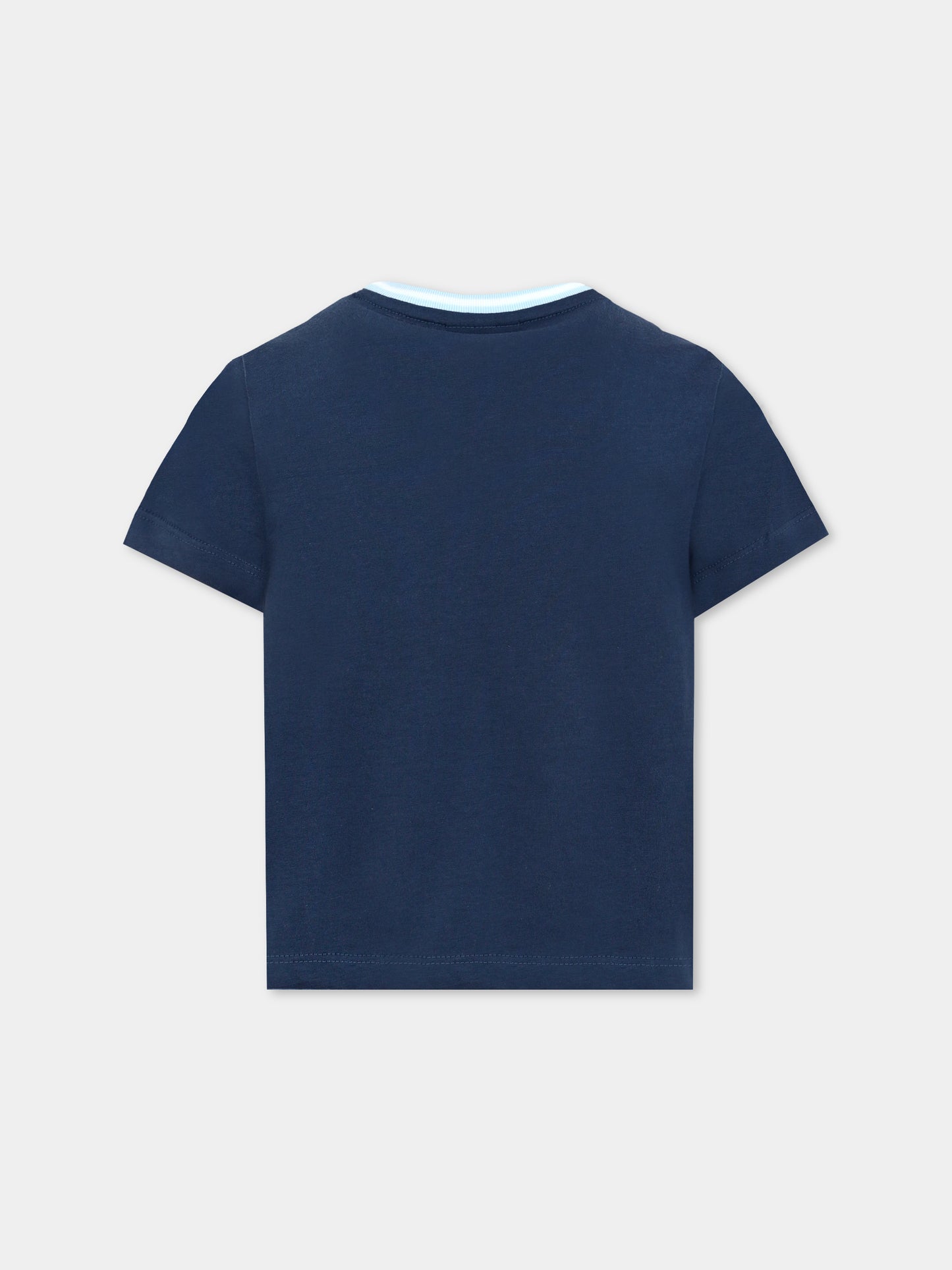 T-shirt blu per bambino con coccodrillo,Lacoste,TJ7295 I07