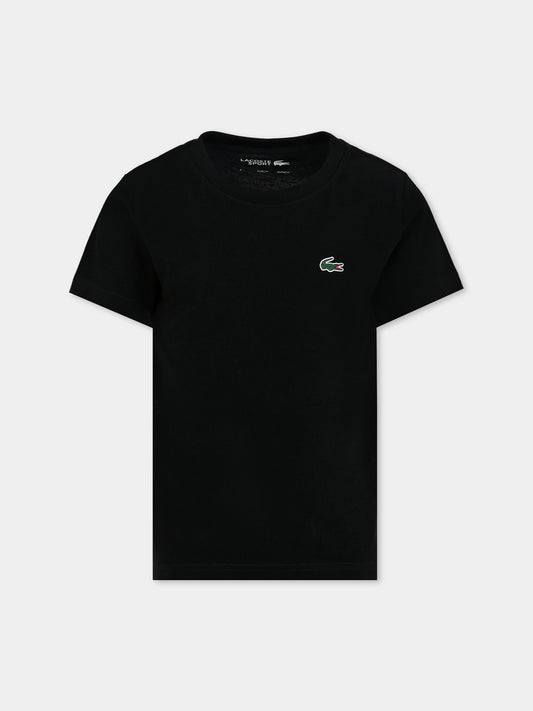 T-shirt nera per bambini con coccodrillo,Lacoste,TJ8811 031
