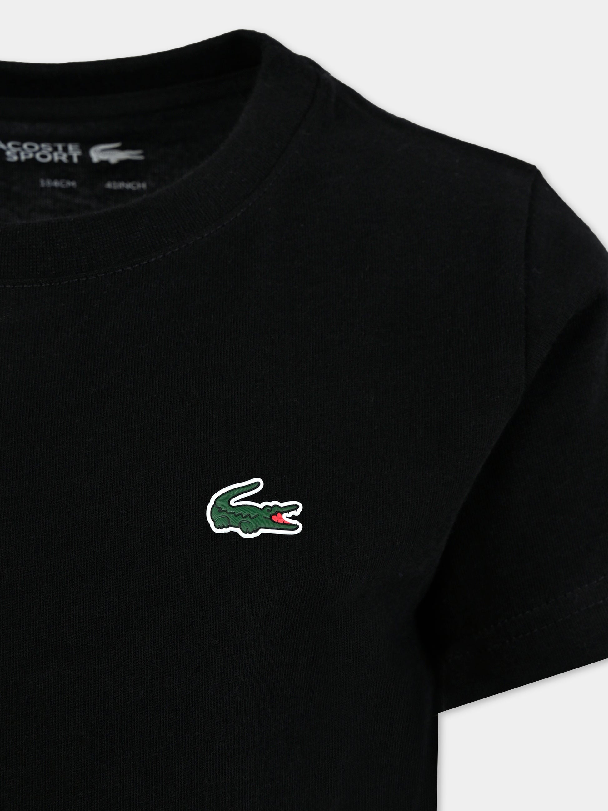 T-shirt nera per bambini con coccodrillo,Lacoste,TJ8811 031