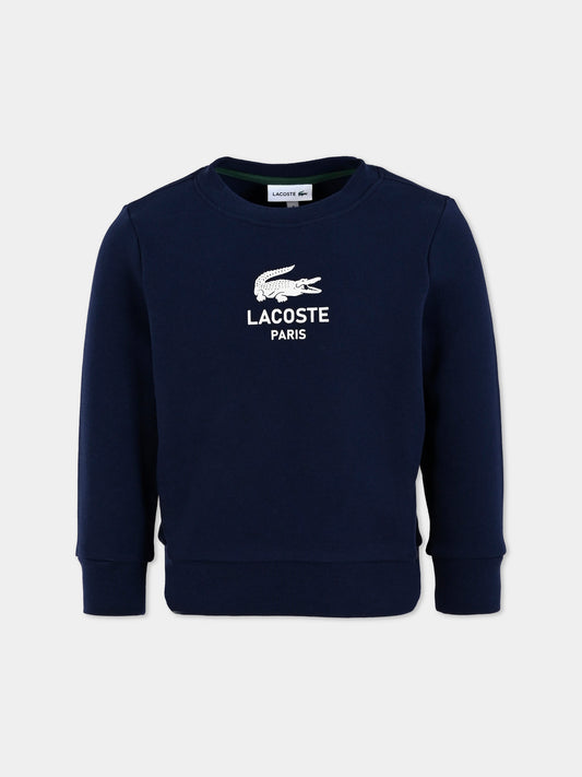 Felpa blu per bambini con logo e coccodrillo,Lacoste,SJ3005 166
