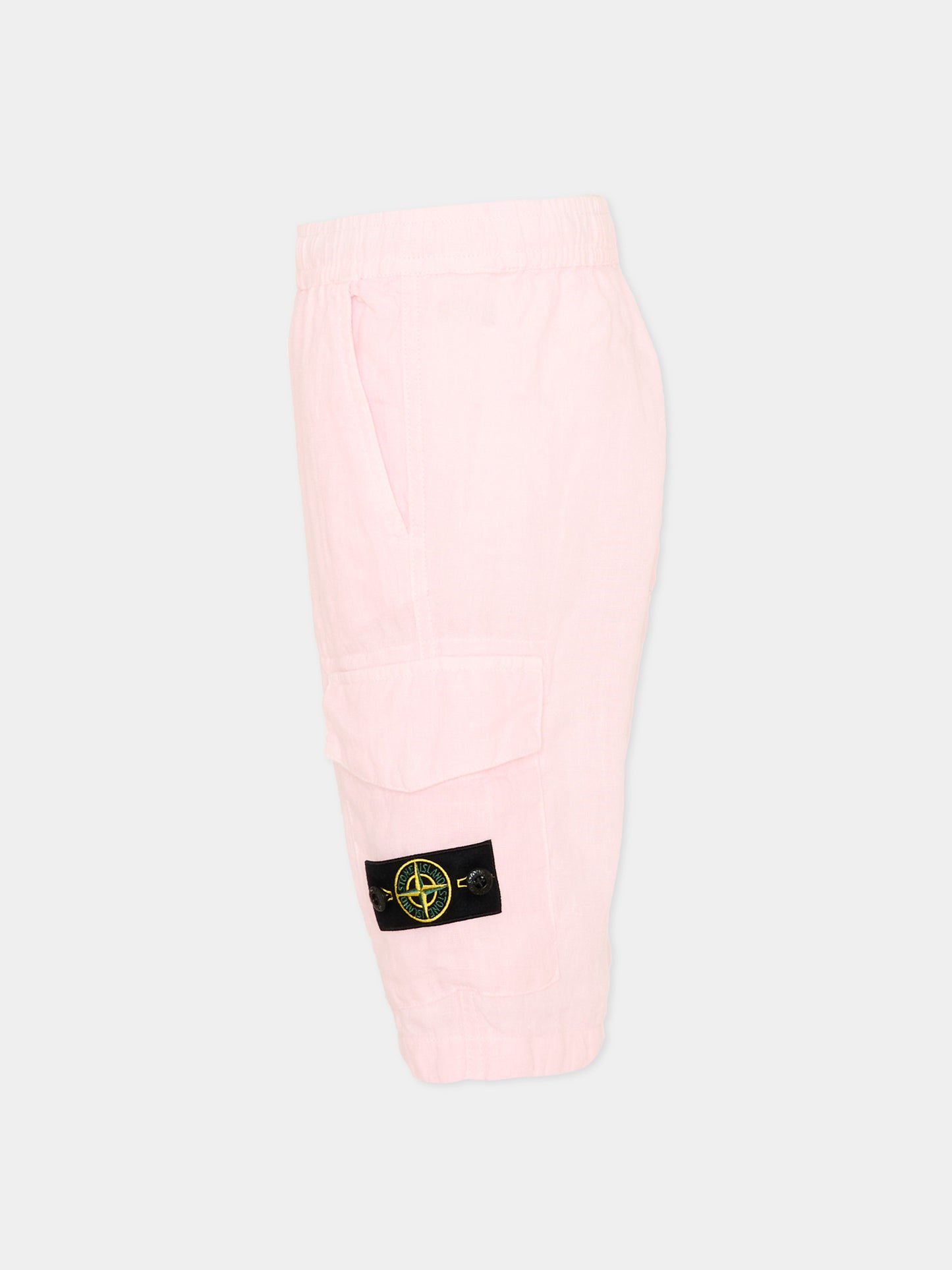 Shorts rosa per bambino con patch logo,Stone Island Junior,L1S16 L100001 S0145 - V0080