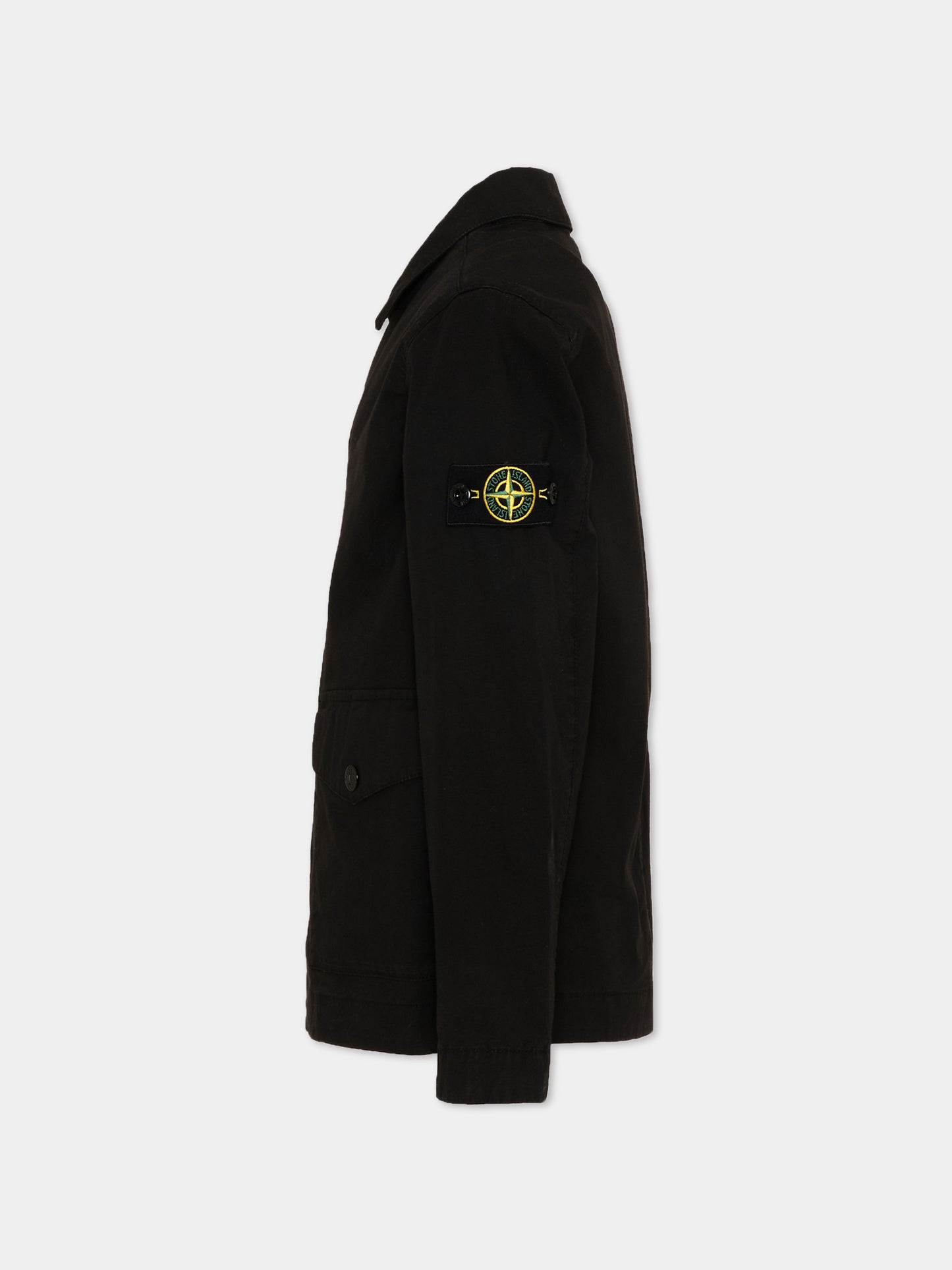 Giacca nera per bambino con compass patch,Stone Island Junior,L1S16 A100001 S0001 - V0029