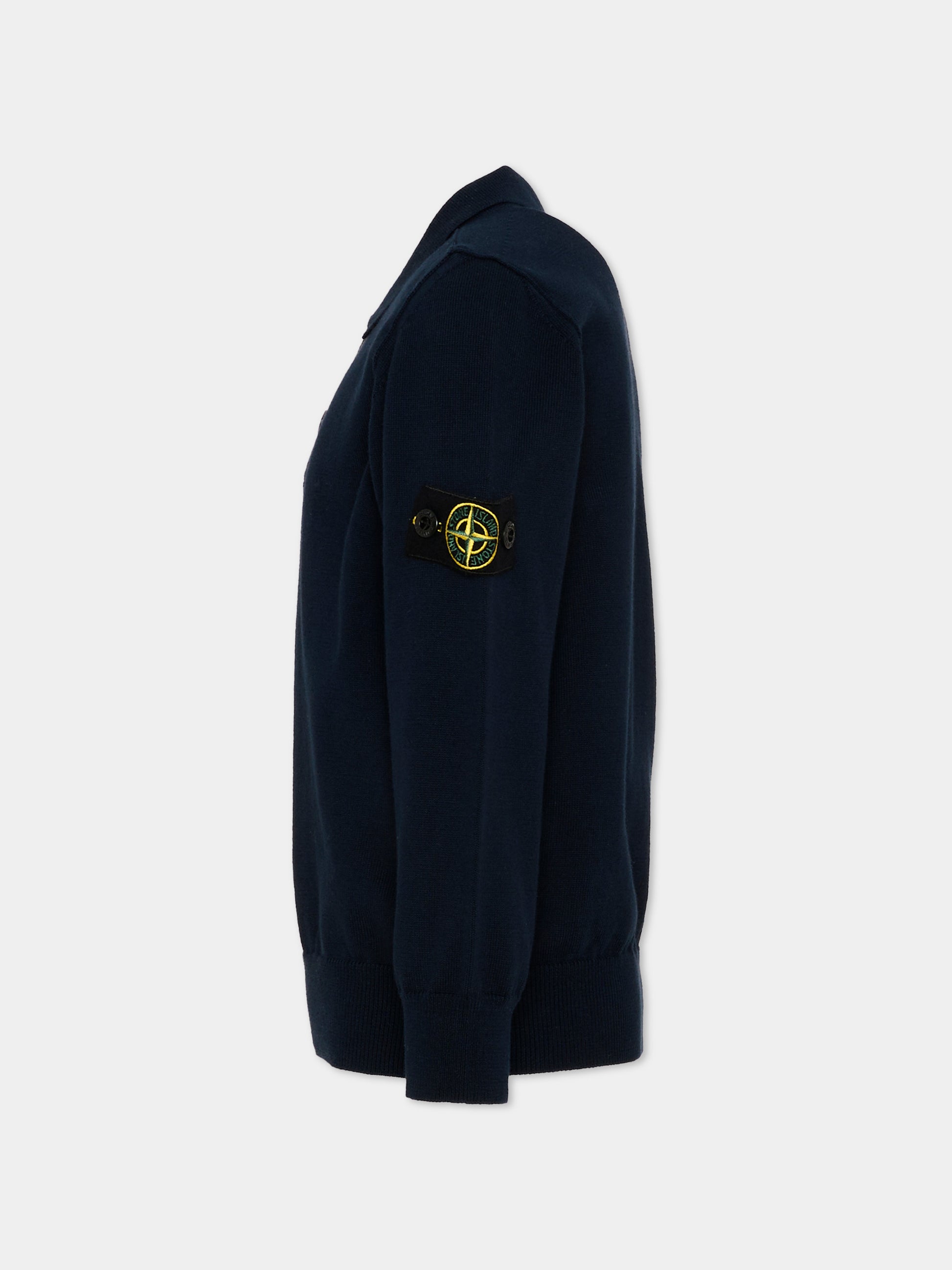 Polo blu per bambino con Compass Patch,Stone Island Junior,L1S16 5100008 S00B2 - V0020