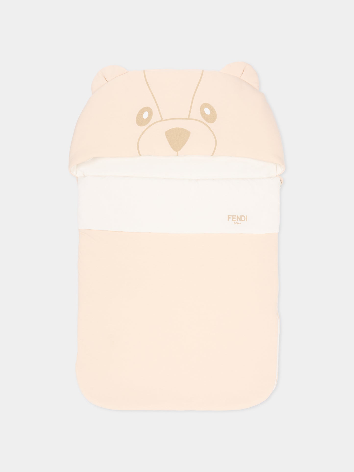 Sacco nanna beige per neonati con orsetto ricamato,Fendi Kids,BUJ324 ST8 F19J5