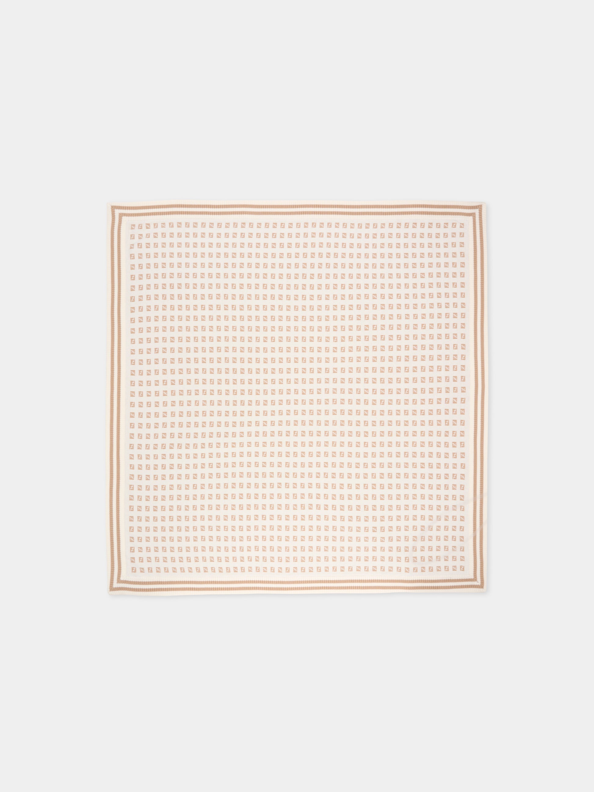 Coperta avorio per neonati con FF,Fendi Kids,BUJ325 AYMY F1PCP