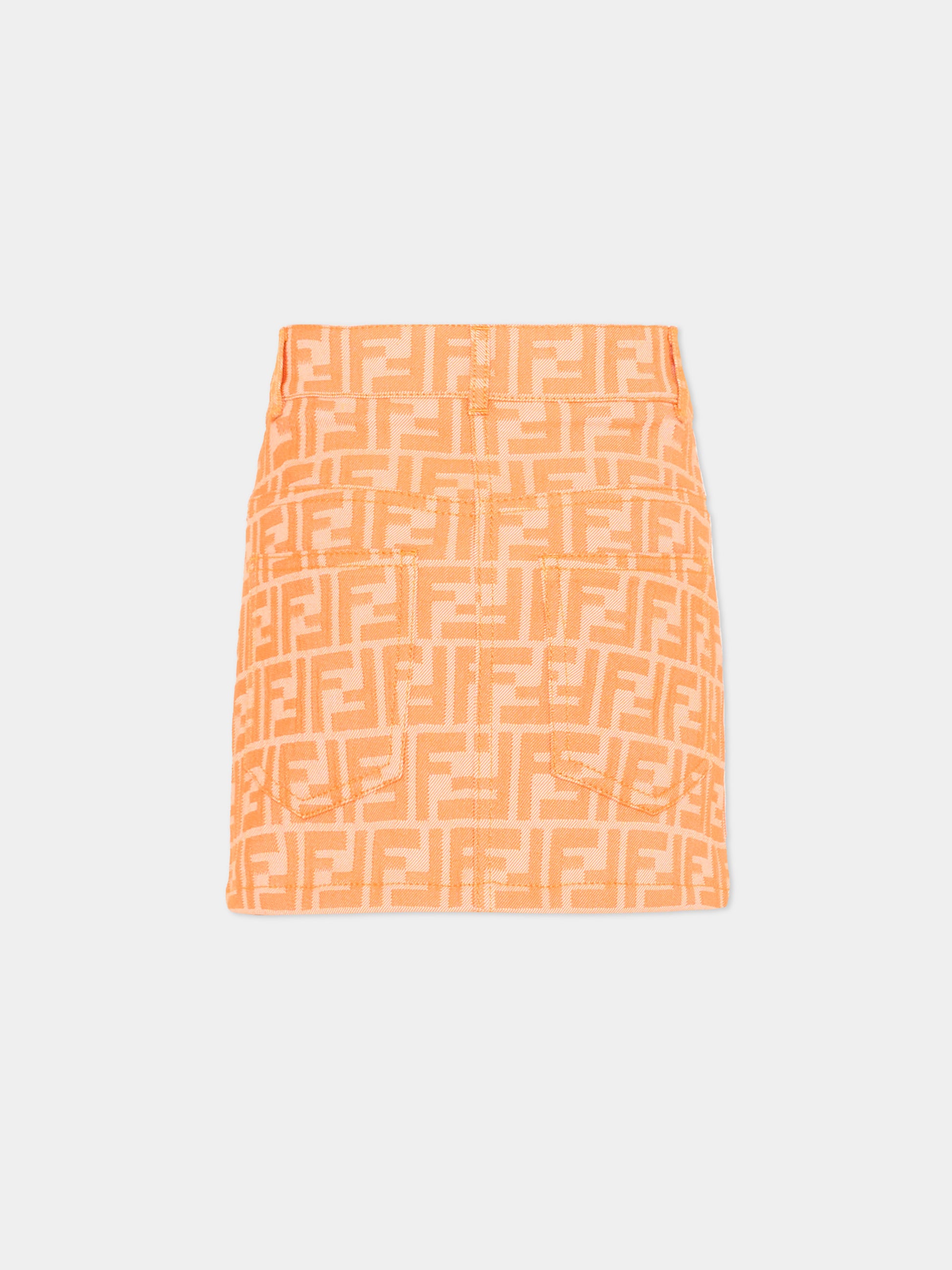 Gonna arancione per bambina con monogram FF,Fendi Kids,JFE203 AVW1 F1JYS