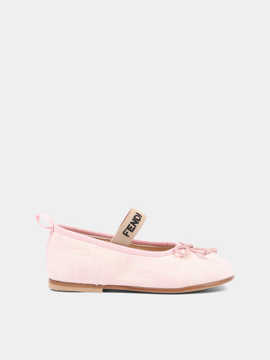 Ballerine rosa per bambina con logo,Fendi Kids,JFR377 AQ75 F1V9K