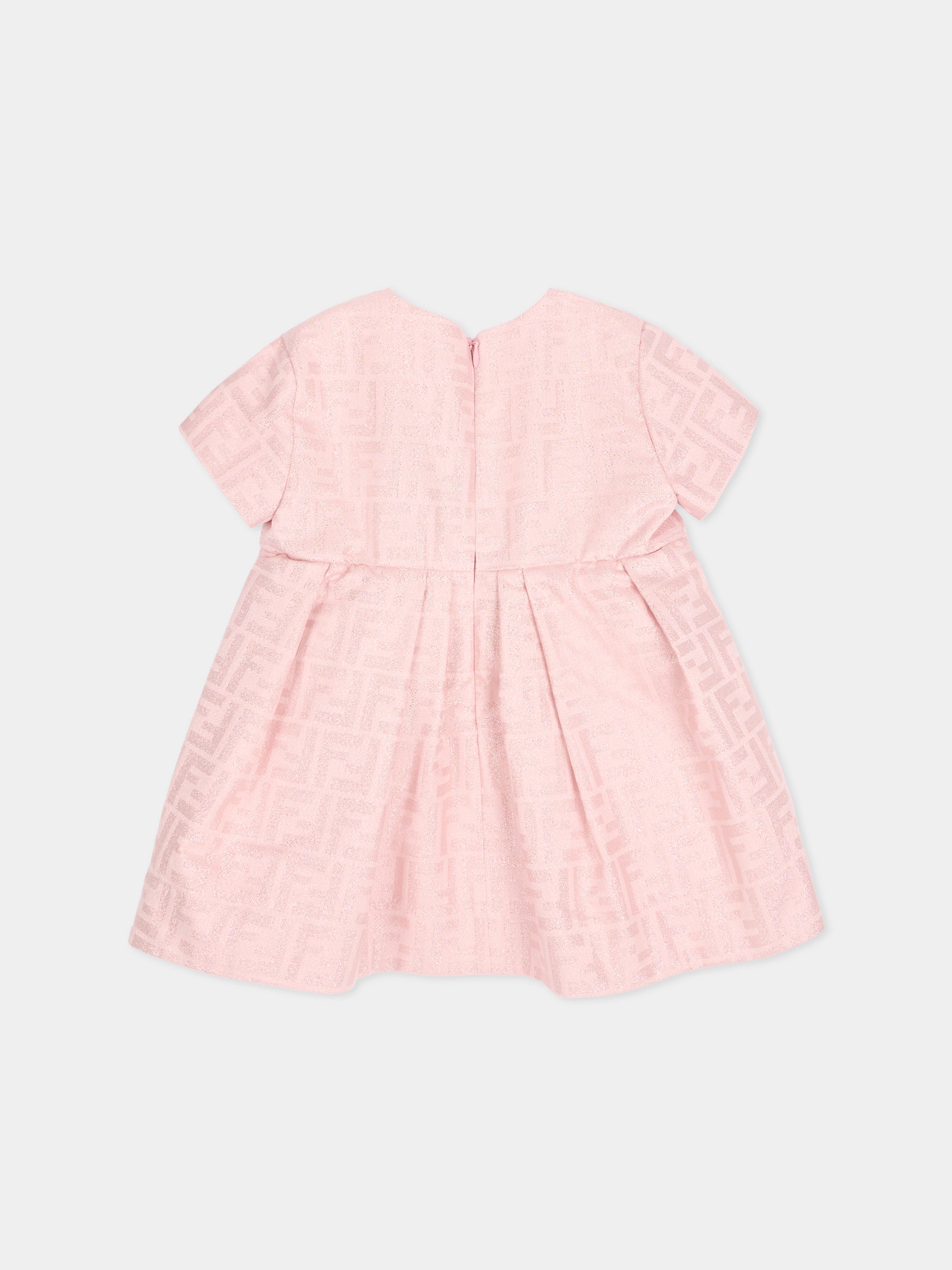 Vestito rosa per neonata con FF in lurex,Fendi Kids,BFB589 AVW6 F0ZKY