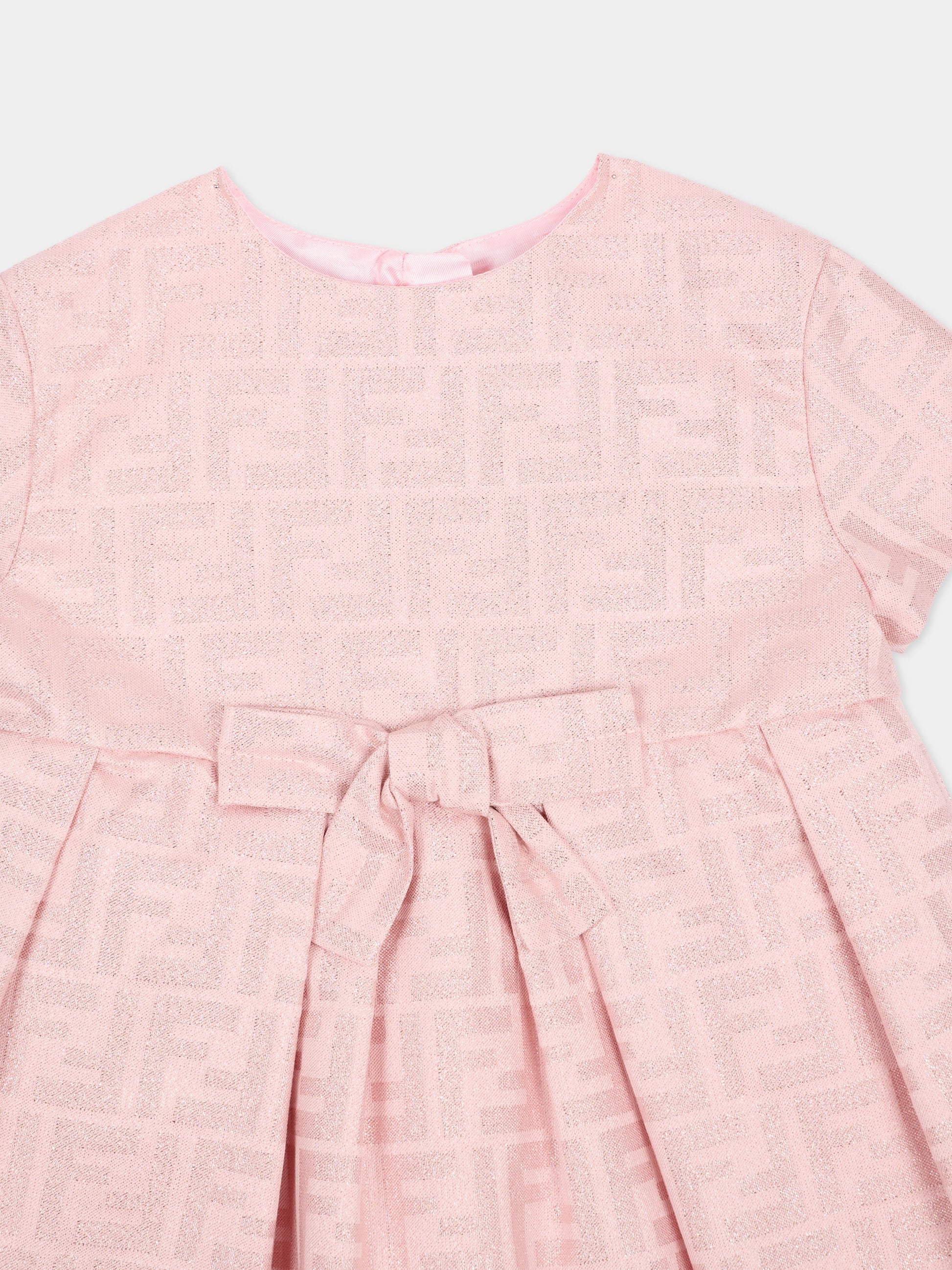 Vestito rosa per neonata con FF in lurex,Fendi Kids,BFB589 AVW6 F0ZKY