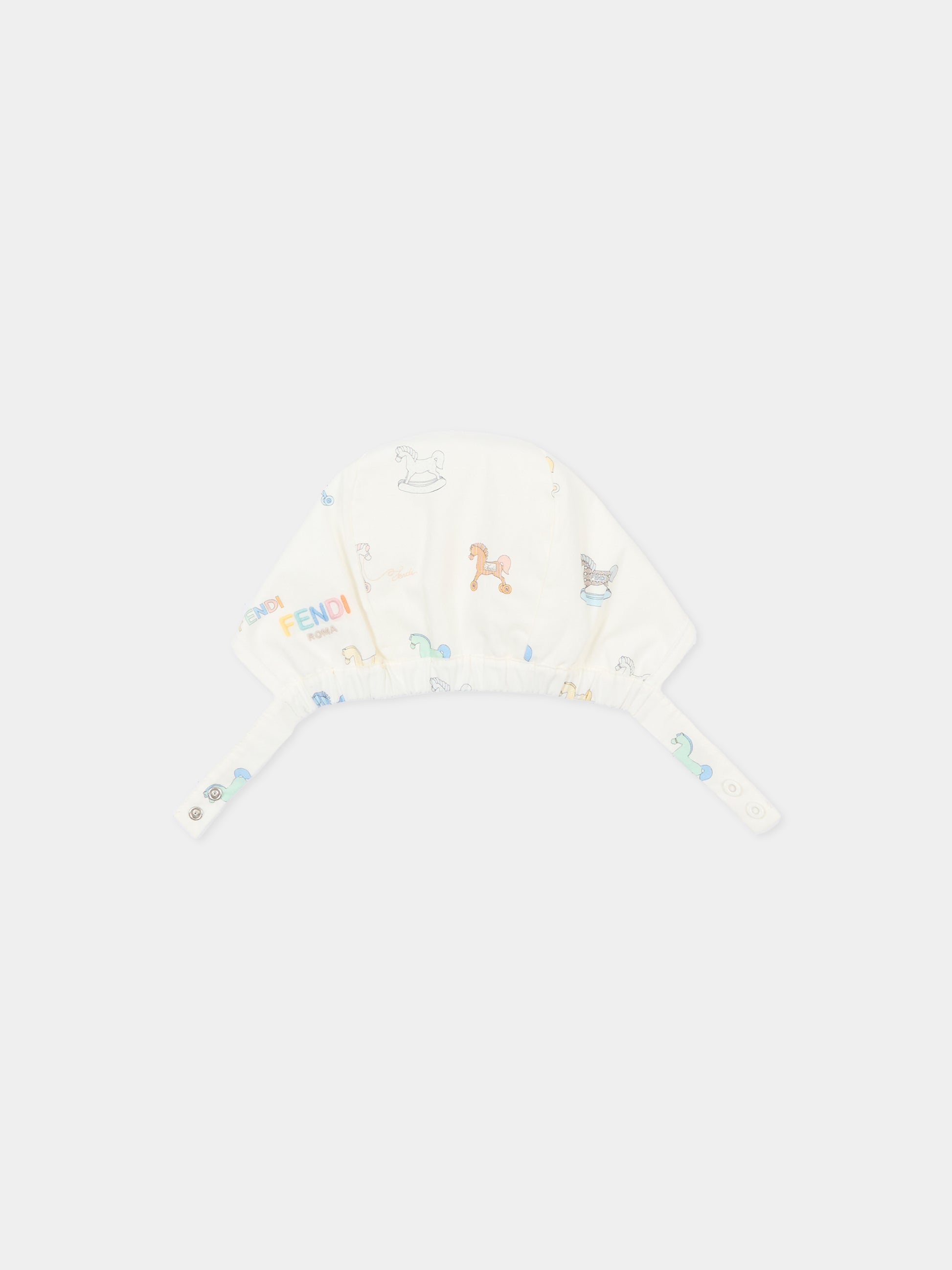Set pagliaccetto avorio per neonati con cavallo a dondolo,Fendi Kids,BUK159 AVW9 F0ZA0