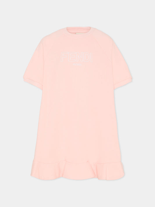 Vestito rosa per bambina con logo,Fendi Kids,JFB836 5V0 F1UL9