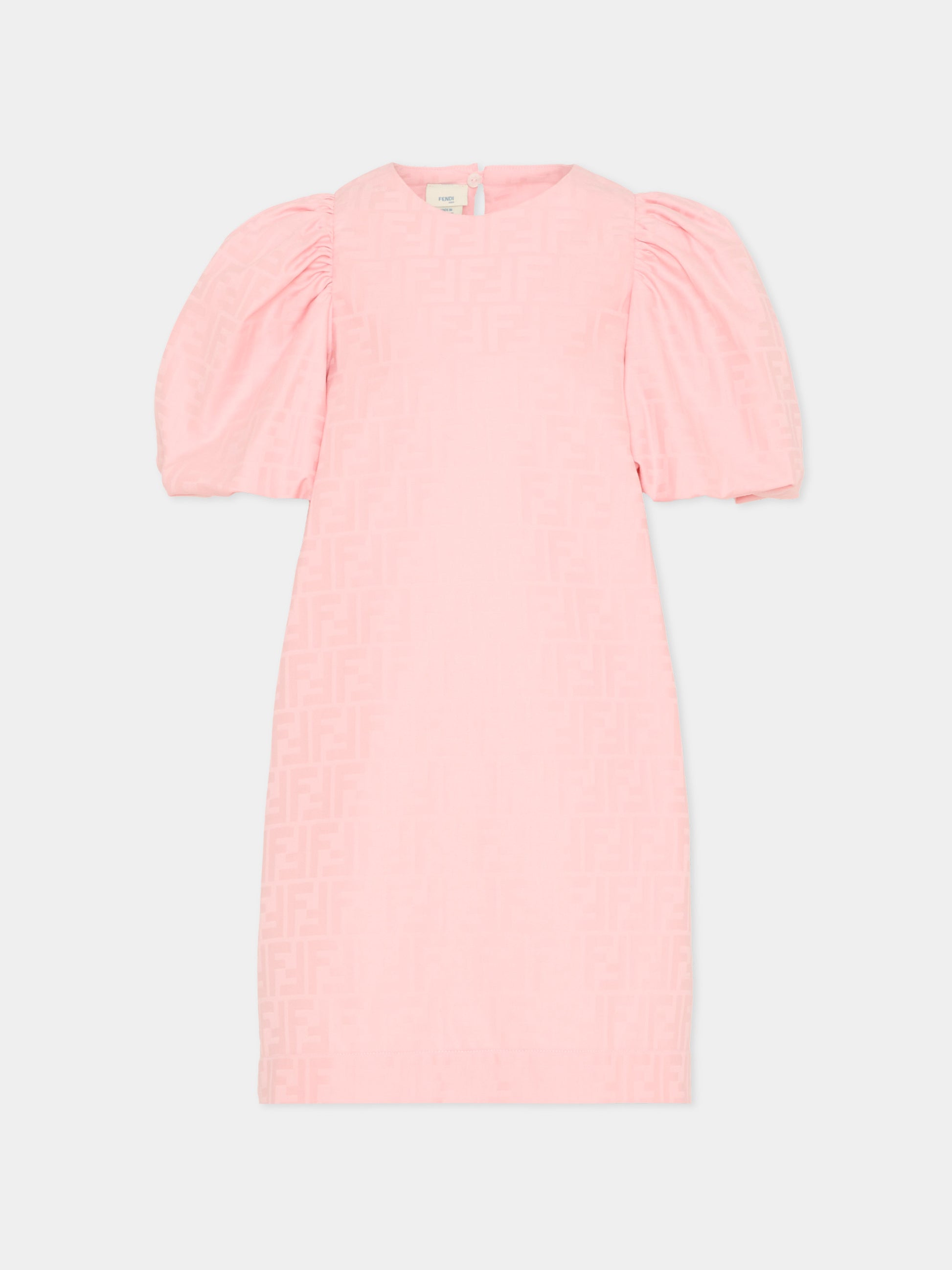 Vestito rosa per bambina con FF,Fendi Kids,JFB851 AS64 F1UL9