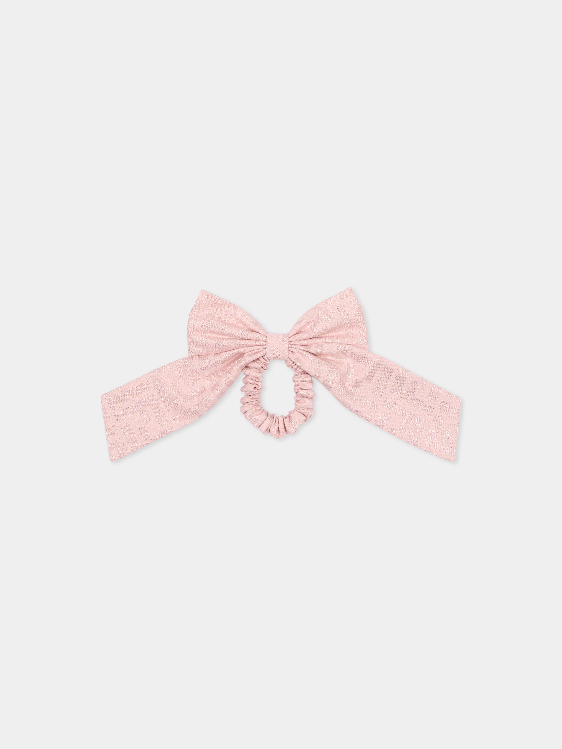 Elastico per capelli rosa per bambina con FF,Fendi Kids,JFP100 AWF9 F0QD1