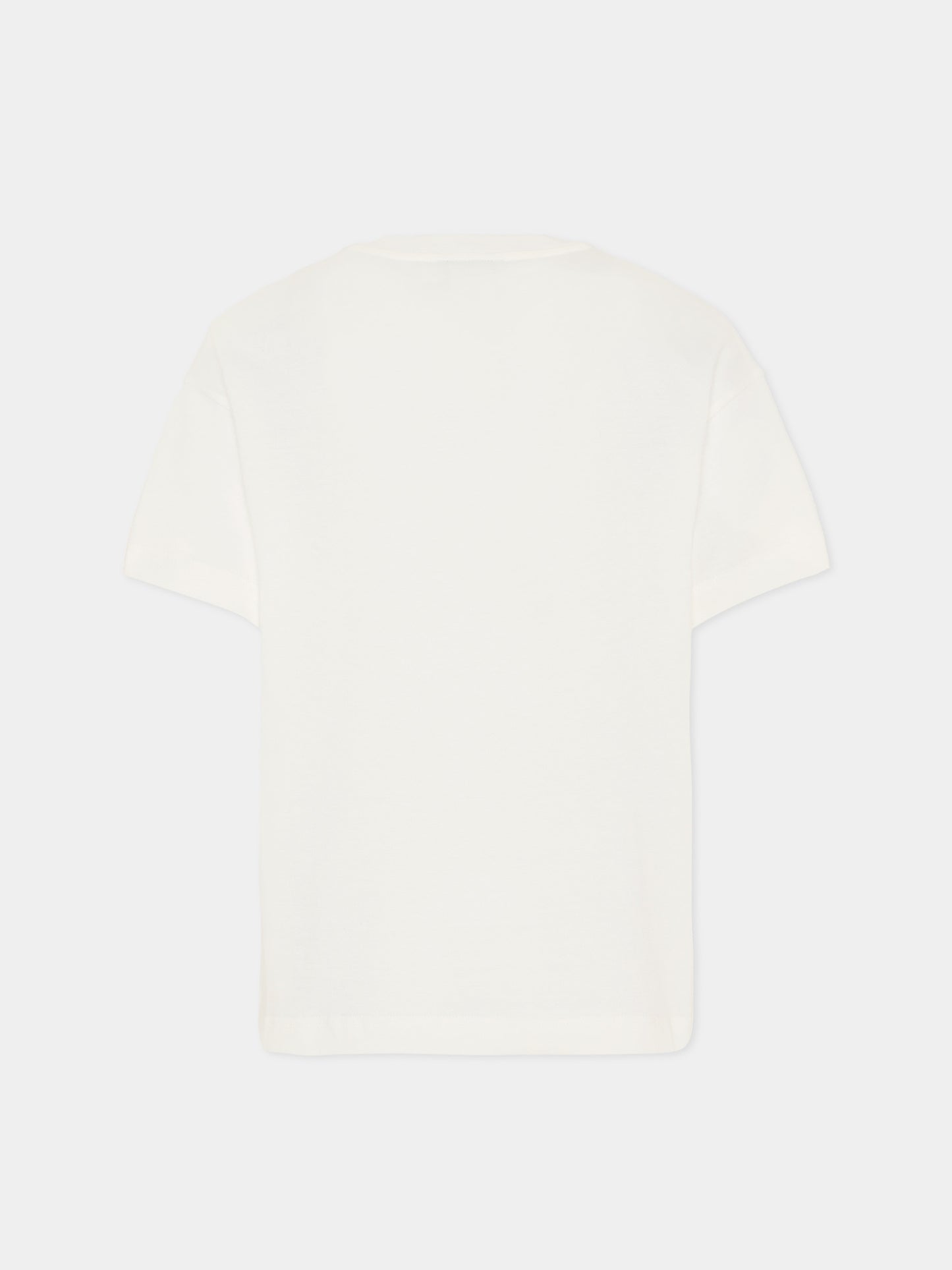 T-shirt avorio per bambino con stampa equestre,Fendi Kids,JMI498 7AJ F0TU9