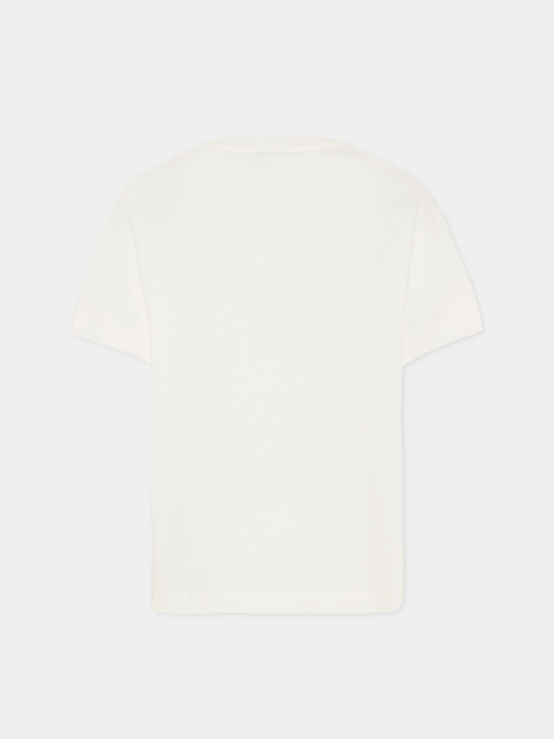 T-shirt avorio per bambino con stampa equestre,Fendi Kids,JMI498 7AJ F0TU9