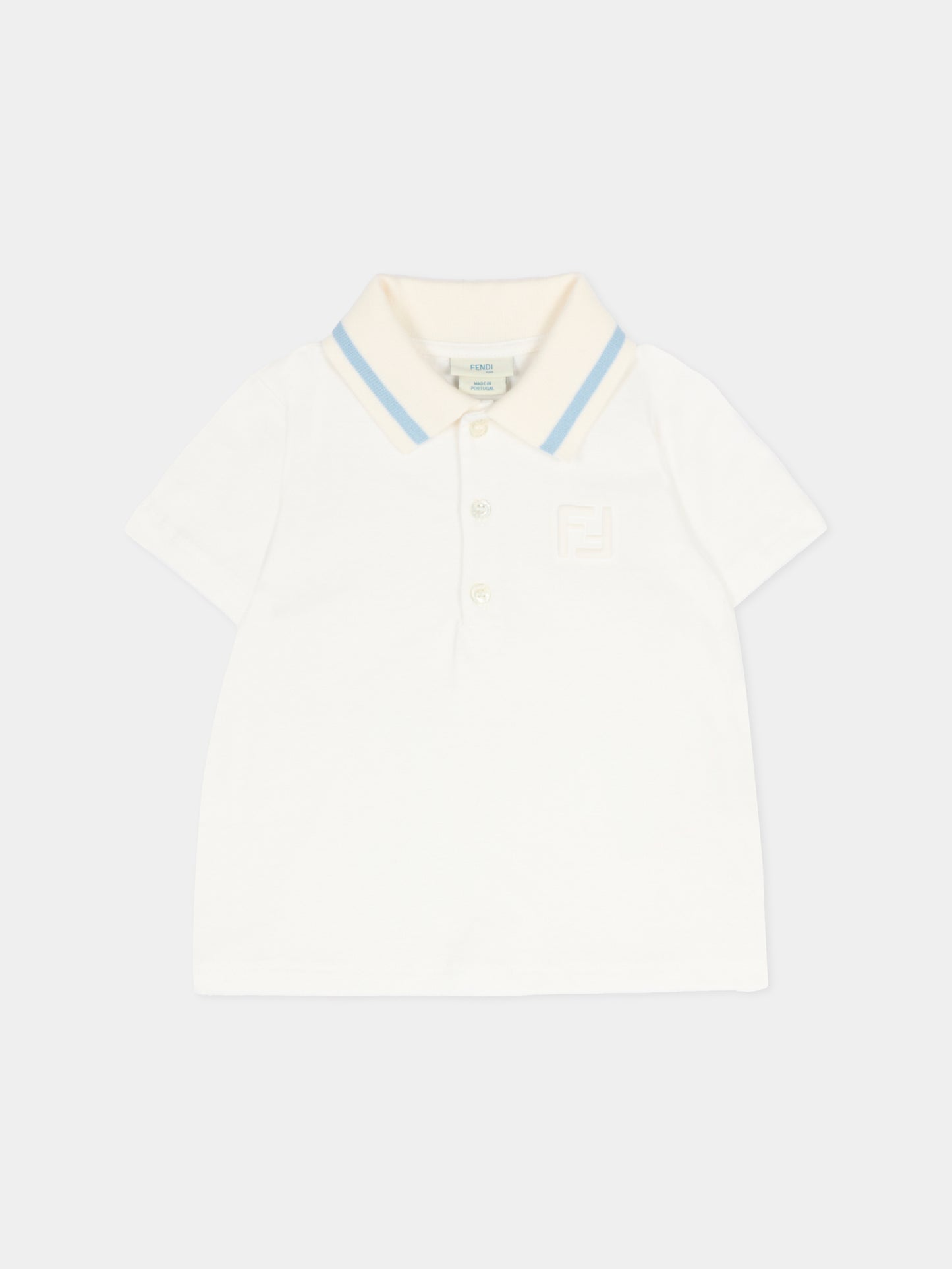 Polo avorio per neonato con FF,Fendi Kids,BMI268 7AJ F0TU9