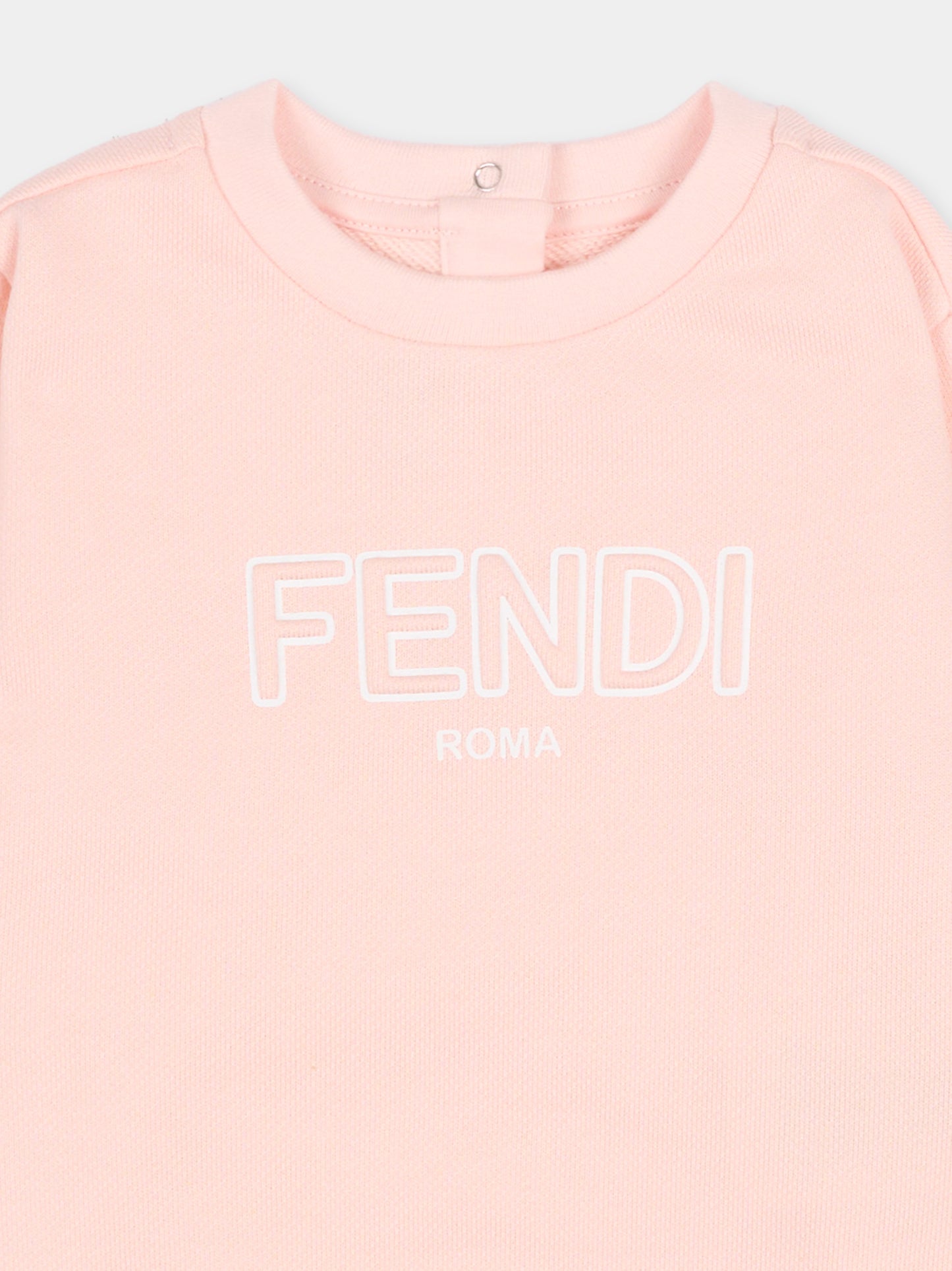 Felpa rosa per neonata con logo,Fendi Kids,BUH089 5V0 F1UL9