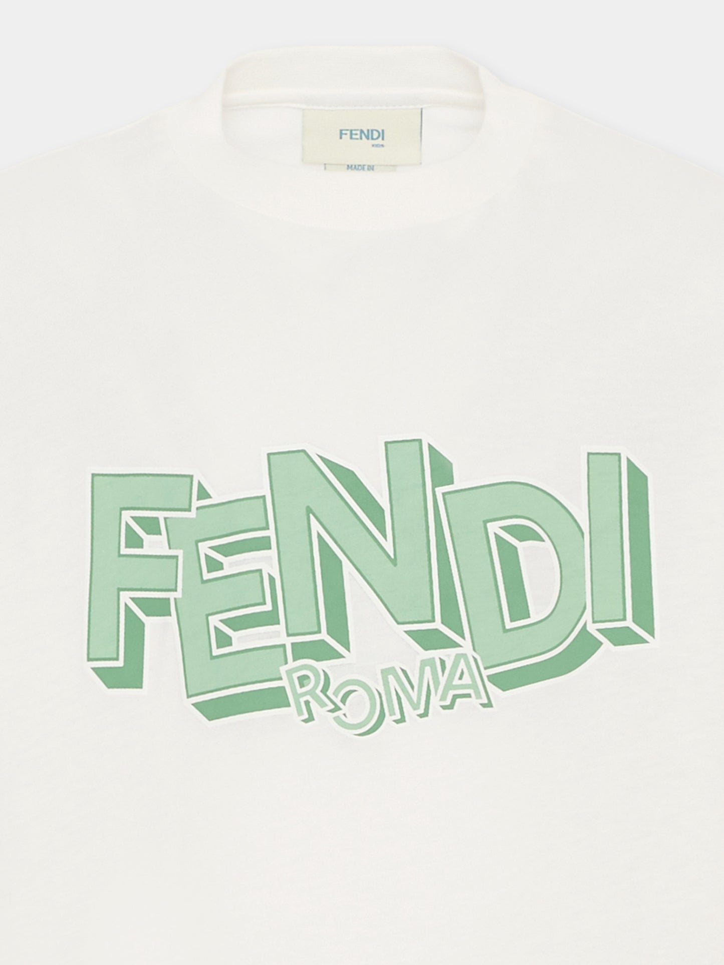 T-shirt avorio per bambino con logo,Fendi Kids,JMI504 7AJ F1UVR
