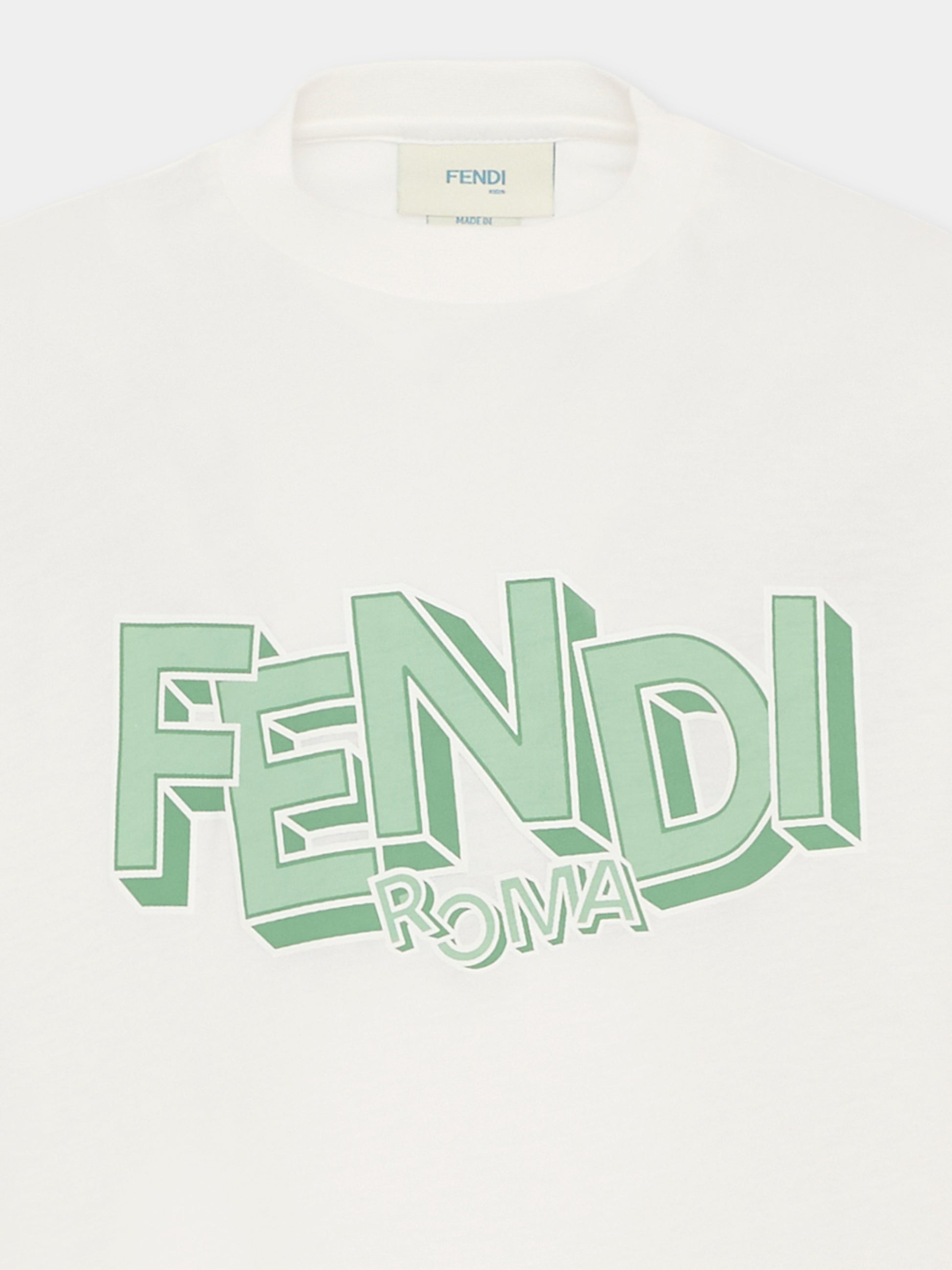 T-shirt avorio per bambino con logo,Fendi Kids,JMI504 7AJ F1UVR