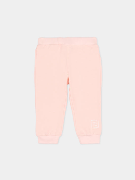 Pantaloni rosa per neonata con FF,Fendi Kids,BUF254 5V0 F1UL9