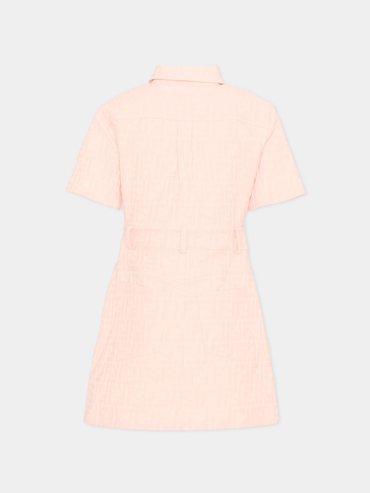 Abito rosa per bambina con monogram FF,Fendi Kids,JFB846 AVW1 F1UL9
