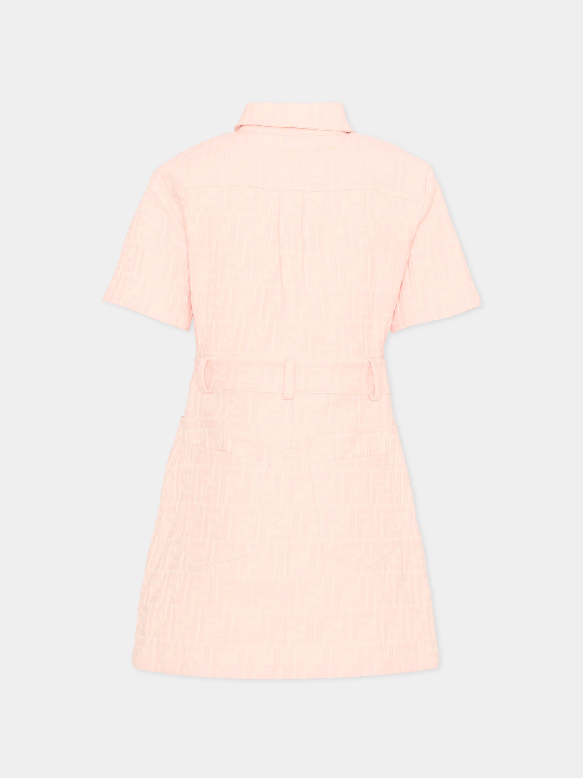 Abito rosa per bambina con monogram FF,Fendi Kids,JFB846 AVW1 F1UL9