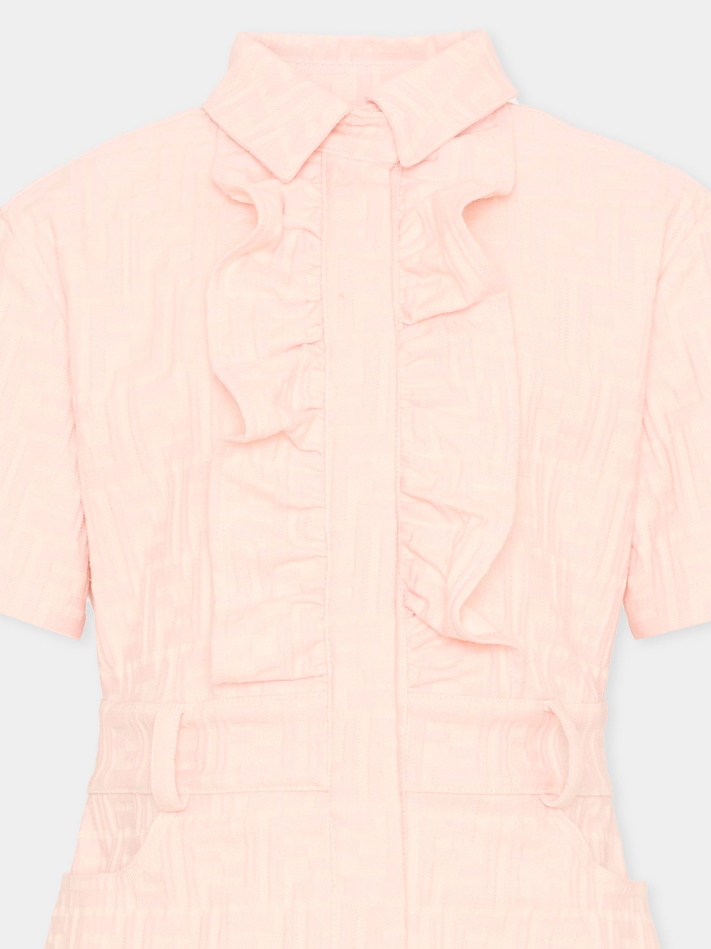 Abito rosa per bambina con monogram FF,Fendi Kids,JFB846 AVW1 F1UL9