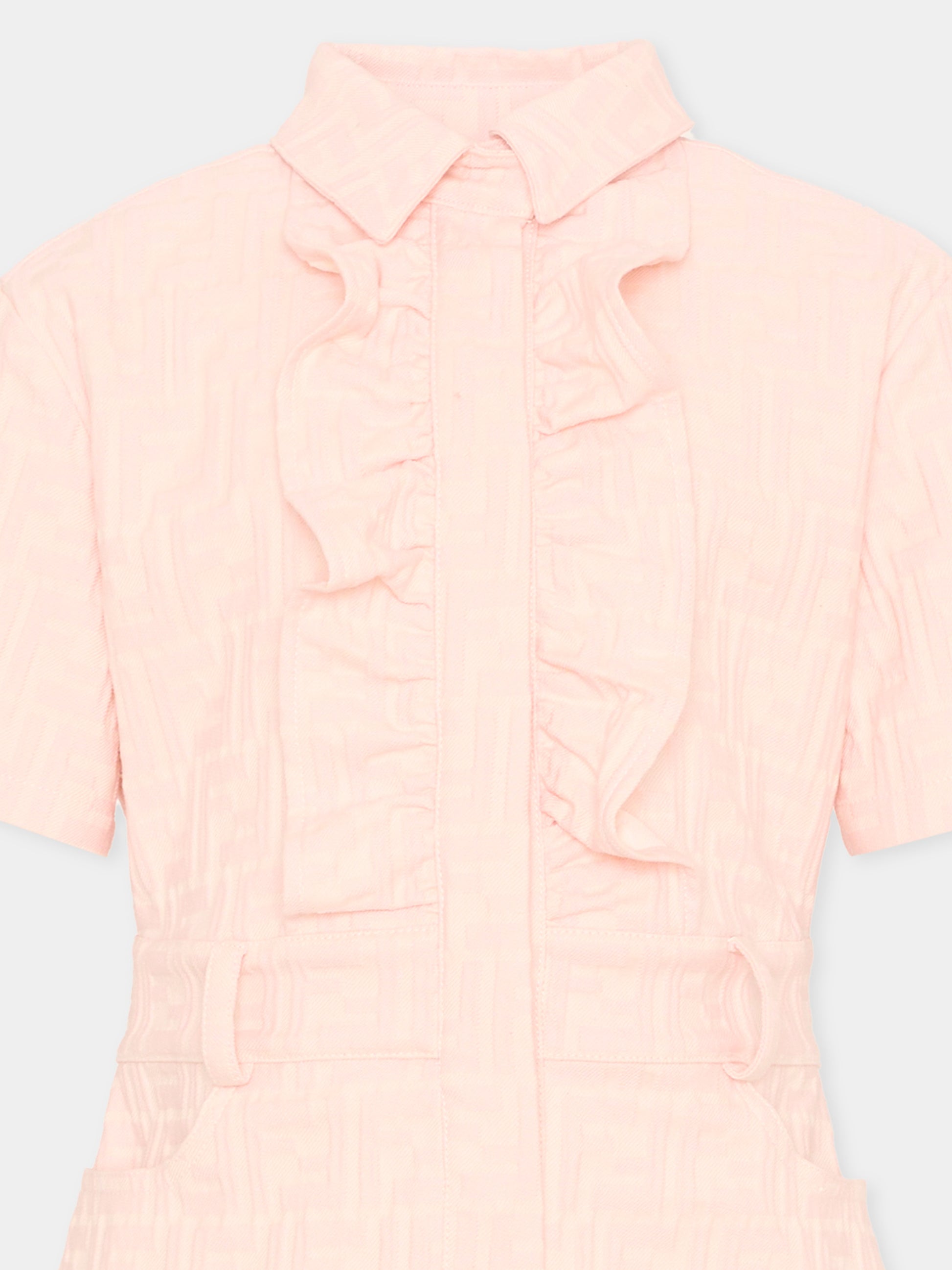 Abito rosa per bambina con monogram FF,Fendi Kids,JFB846 AVW1 F1UL9