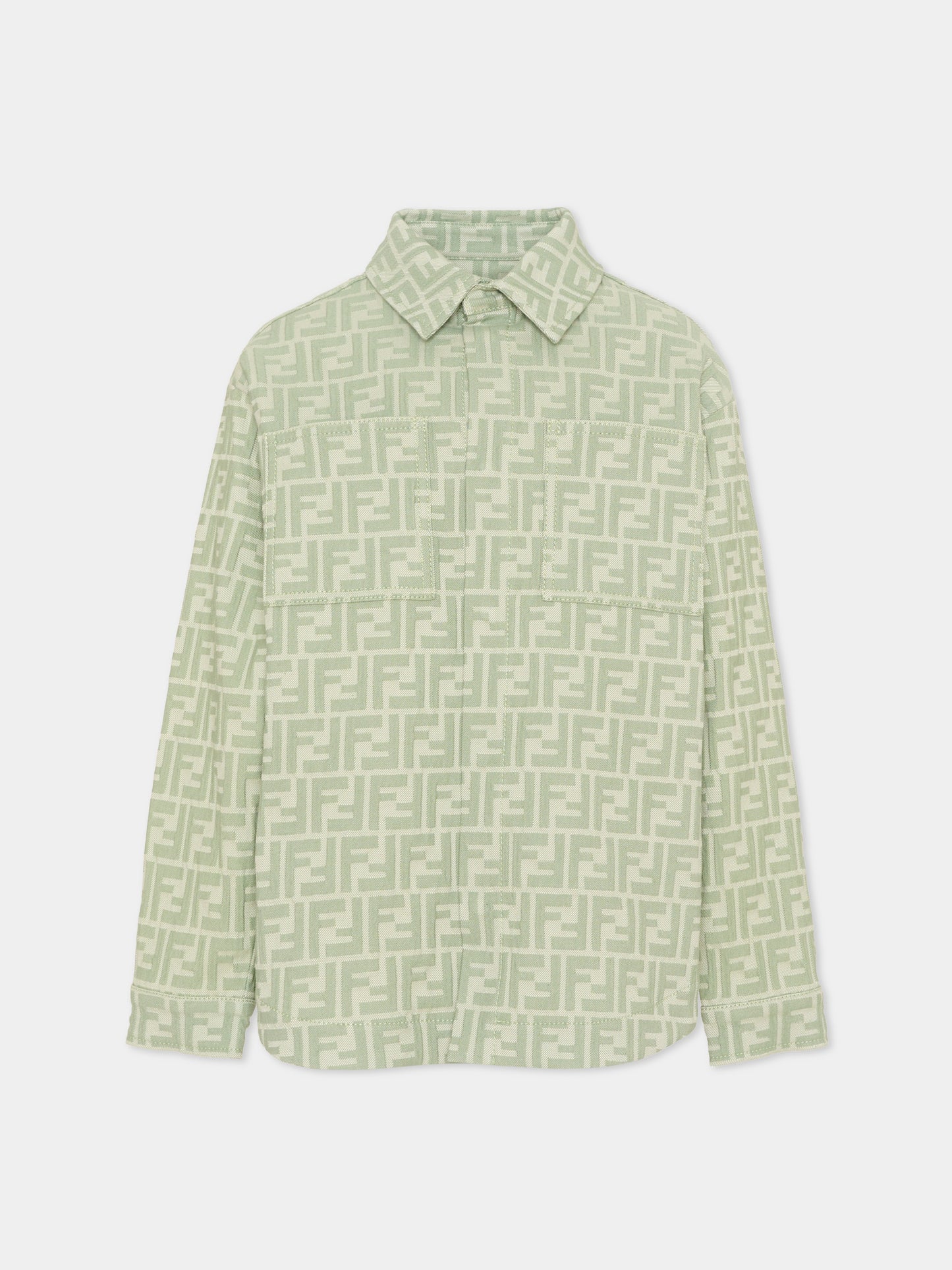 Giacca verde per bambino con monogram FF,Fendi Kids,JUA272 AVW1 F1DS6