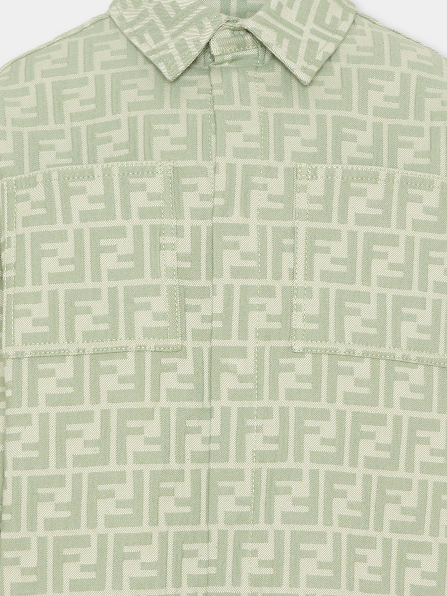 Giacca verde per bambino con monogram FF,Fendi Kids,JUA272 AVW1 F1DS6