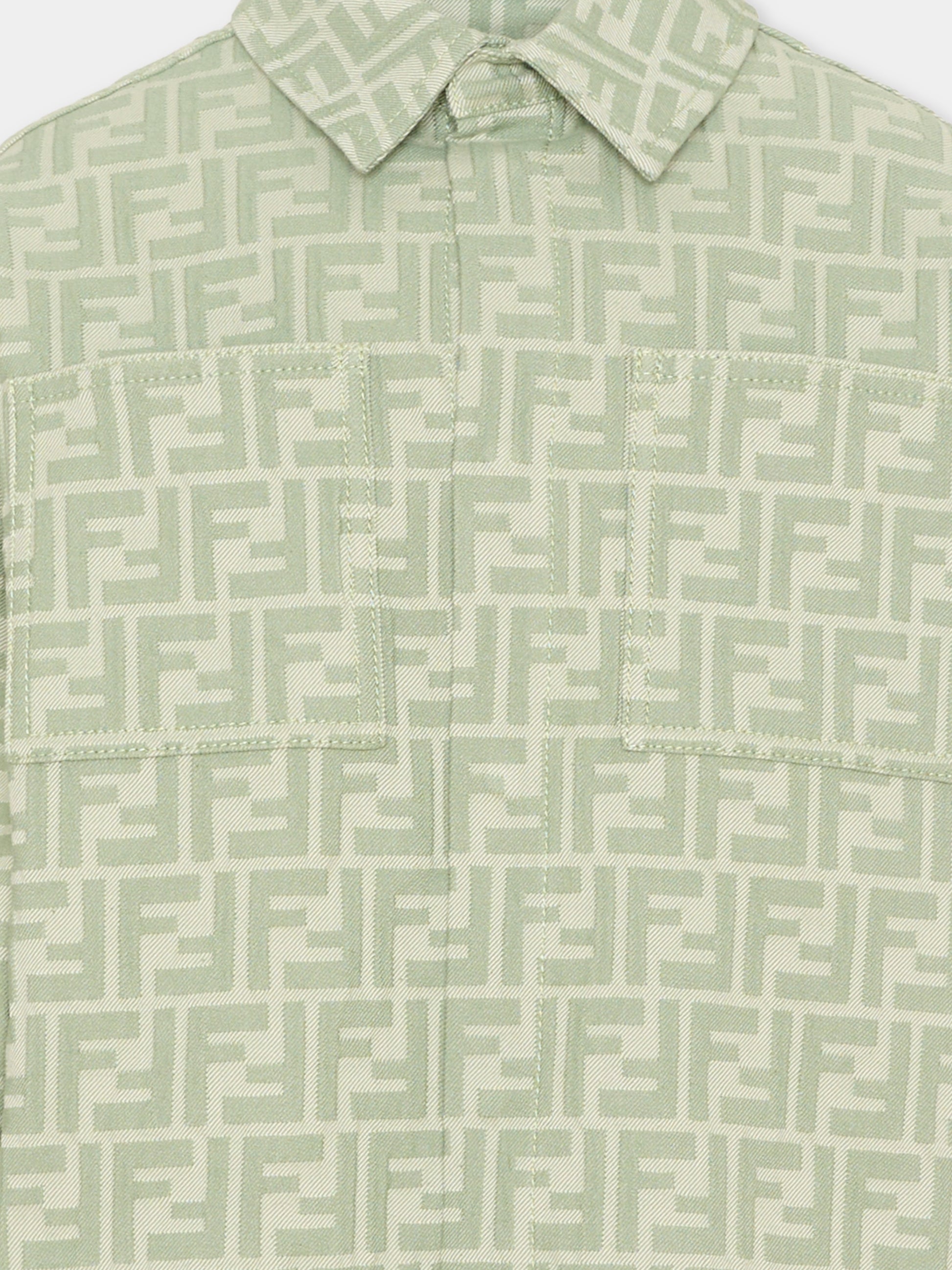 Giacca verde per bambino con monogram FF,Fendi Kids,JUA272 AVW1 F1DS6